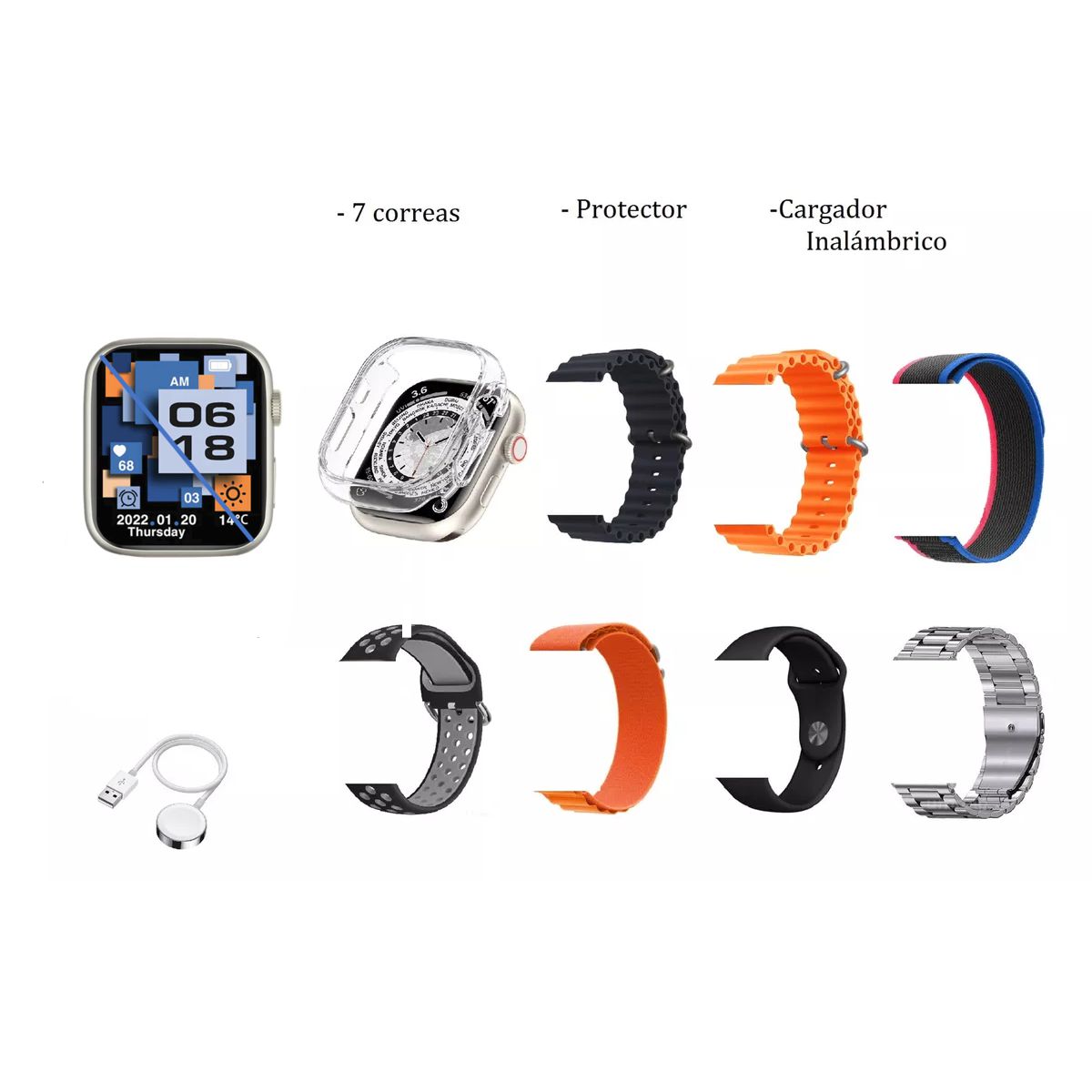 Foto 9 pulgar | Smarwatch Tipo S9ultra Con 7 Correas Carga Inalámbrica Real Antisalpicaduras