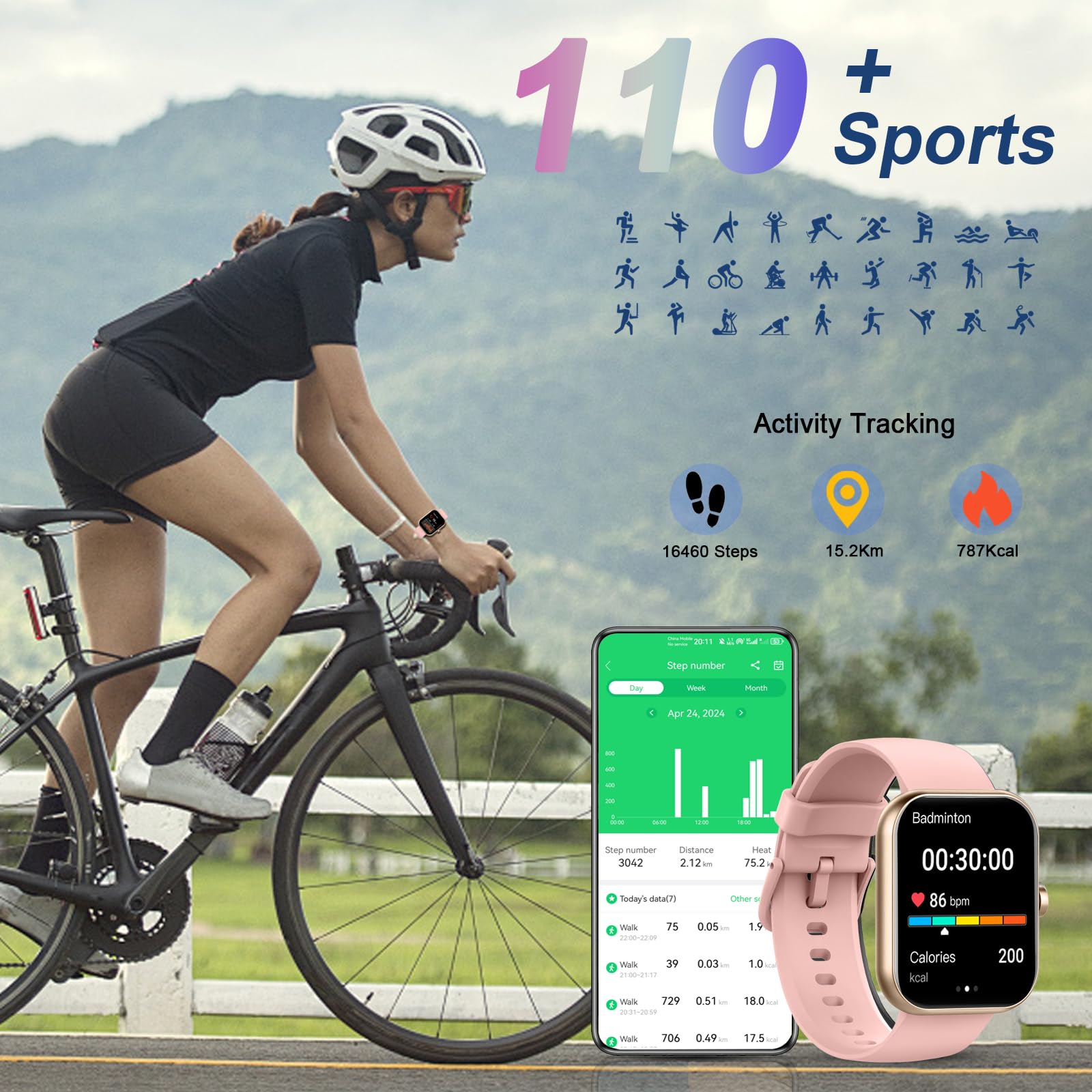 Foto 7 pulgar | Reloj Inteligente Motast Y66 Con Pantalla Hd De 1.96 Pulgadas, Más De 110 Modos Deportivos Ip68 - Venta Internacional.