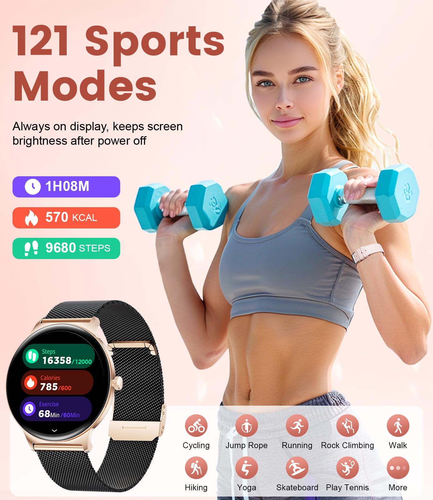 Foto 4 | Reloj Inteligente Lige Fv12 Para Mujer Con Respuesta/realización De Llamadas Ip68 - Venta Internacional.