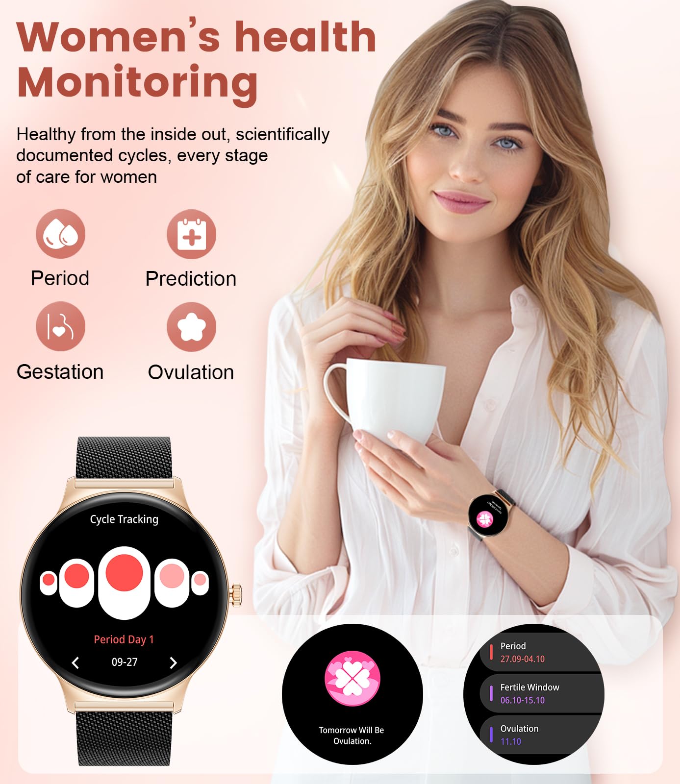 Foto 5 | Reloj Inteligente Lige Fv12 Para Mujer Con Respuesta/realización De Llamadas Ip68 - Venta Internacional.