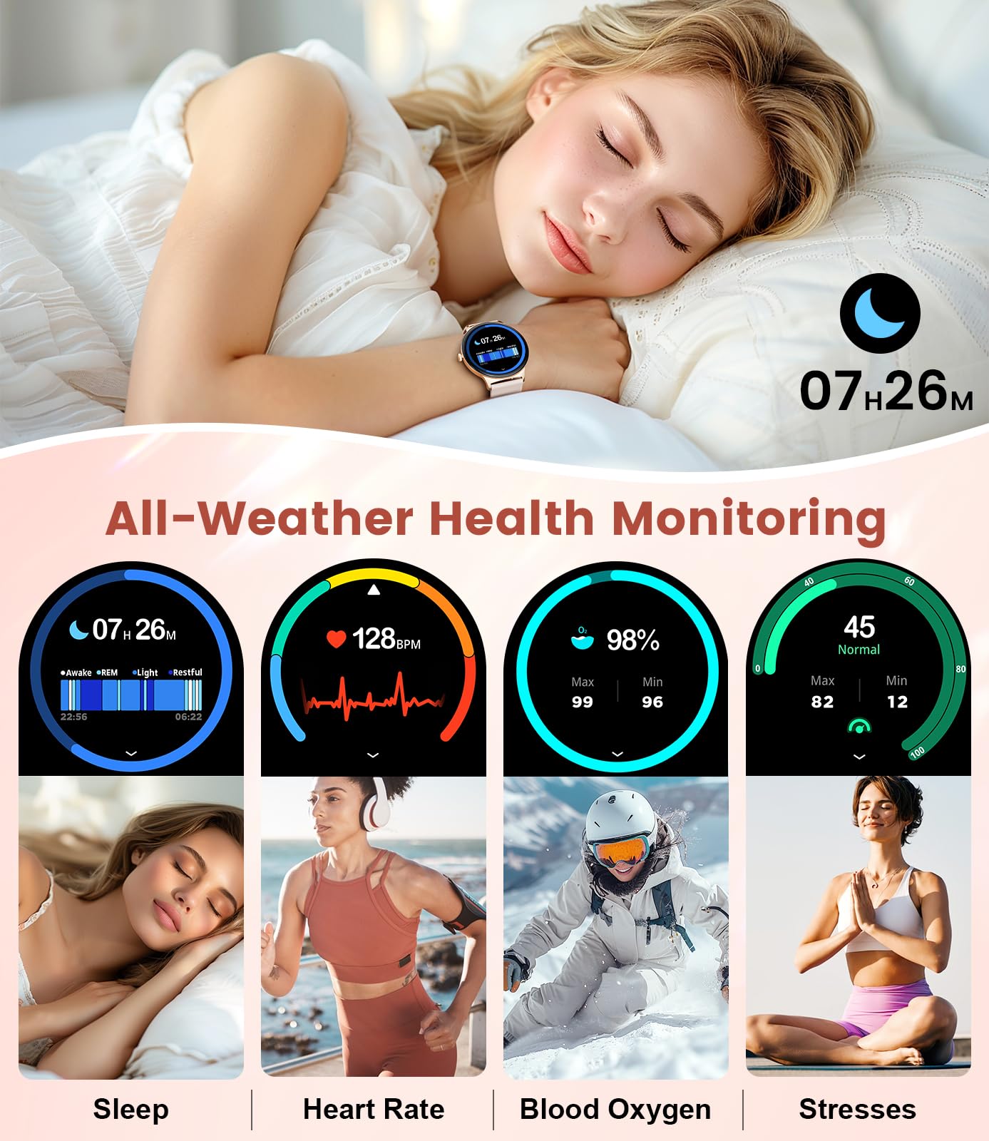 Foto 6 | Reloj Inteligente Lige Fv12 Para Mujer Con Respuesta/realización De Llamadas Ip68 - Venta Internacional.