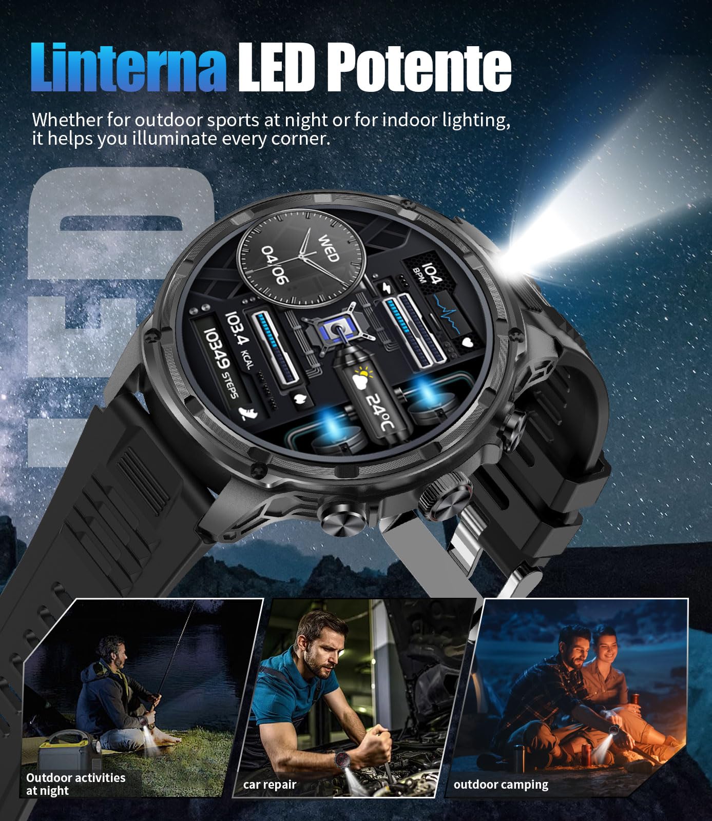 Foto 4 pulgar | Reloj Inteligente Lige Military Fv13, 80 Días De Espera, 710 Mah, 50 M - Venta Internacional.