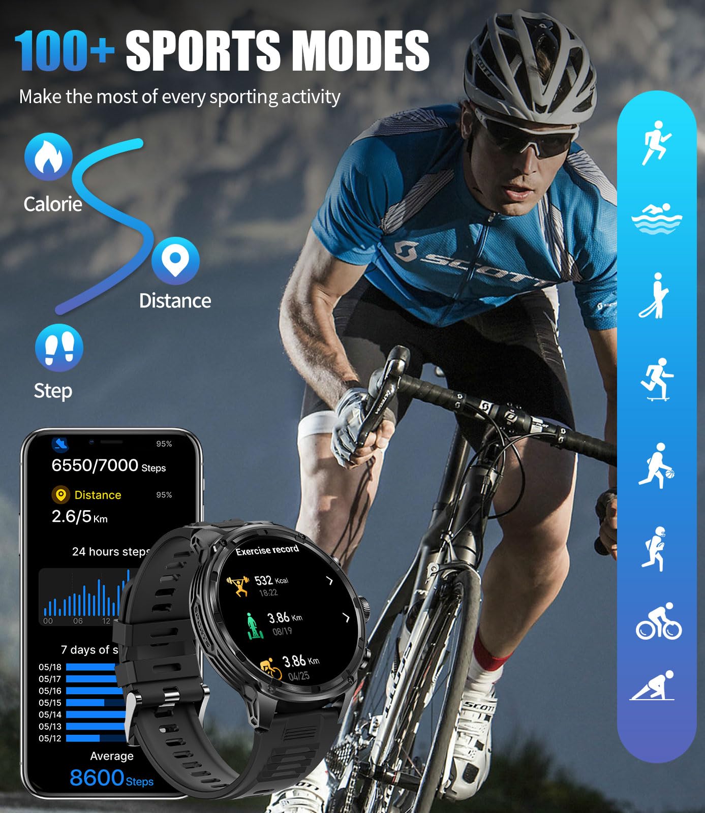 Foto 7 pulgar | Reloj Inteligente Lige Military Fv13, 80 Días De Espera, 710 Mah, 50 M - Venta Internacional.