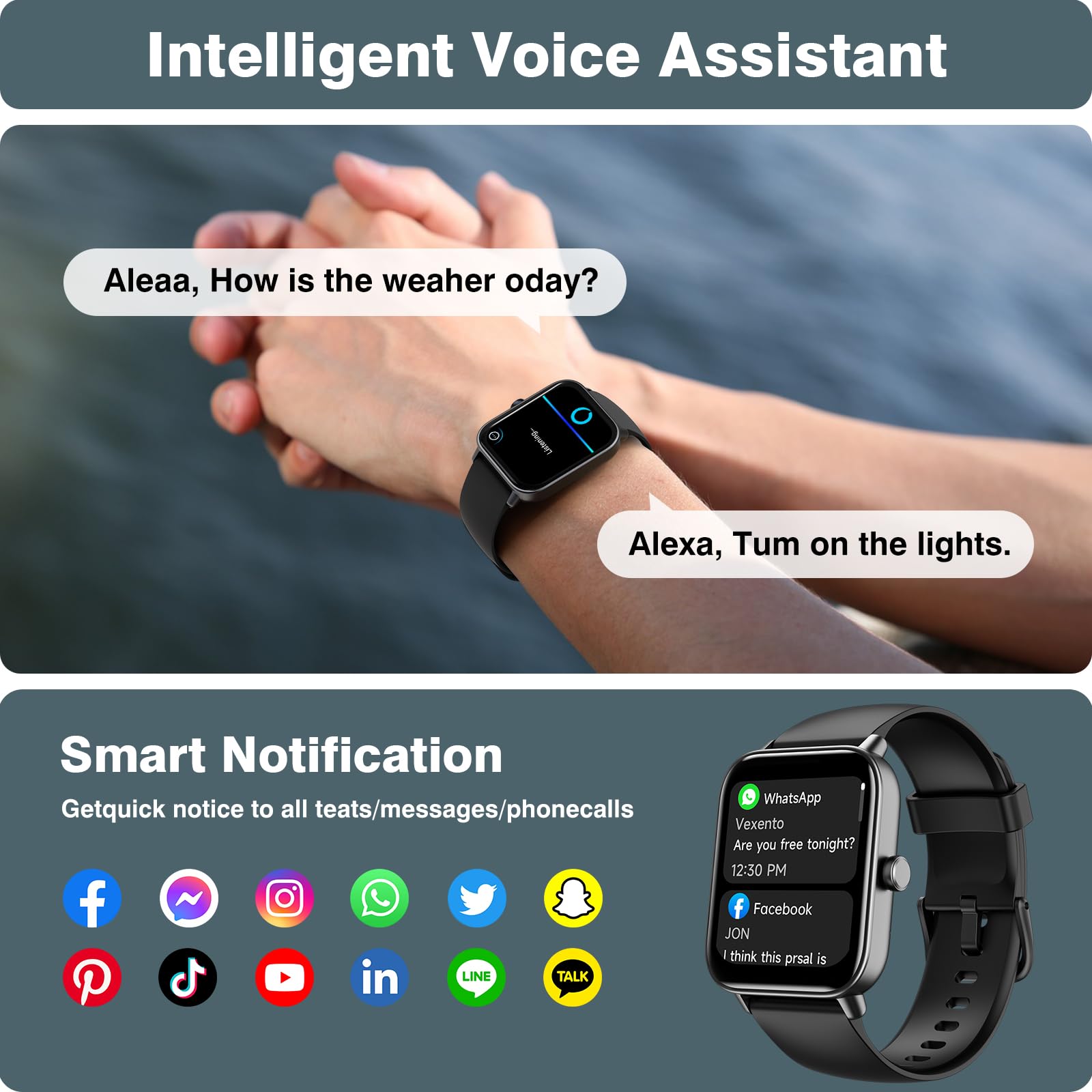 Foto 5 pulgar | Smartwatch Aeac 1,8 Pulgadas con Alexa - Venta Internacional