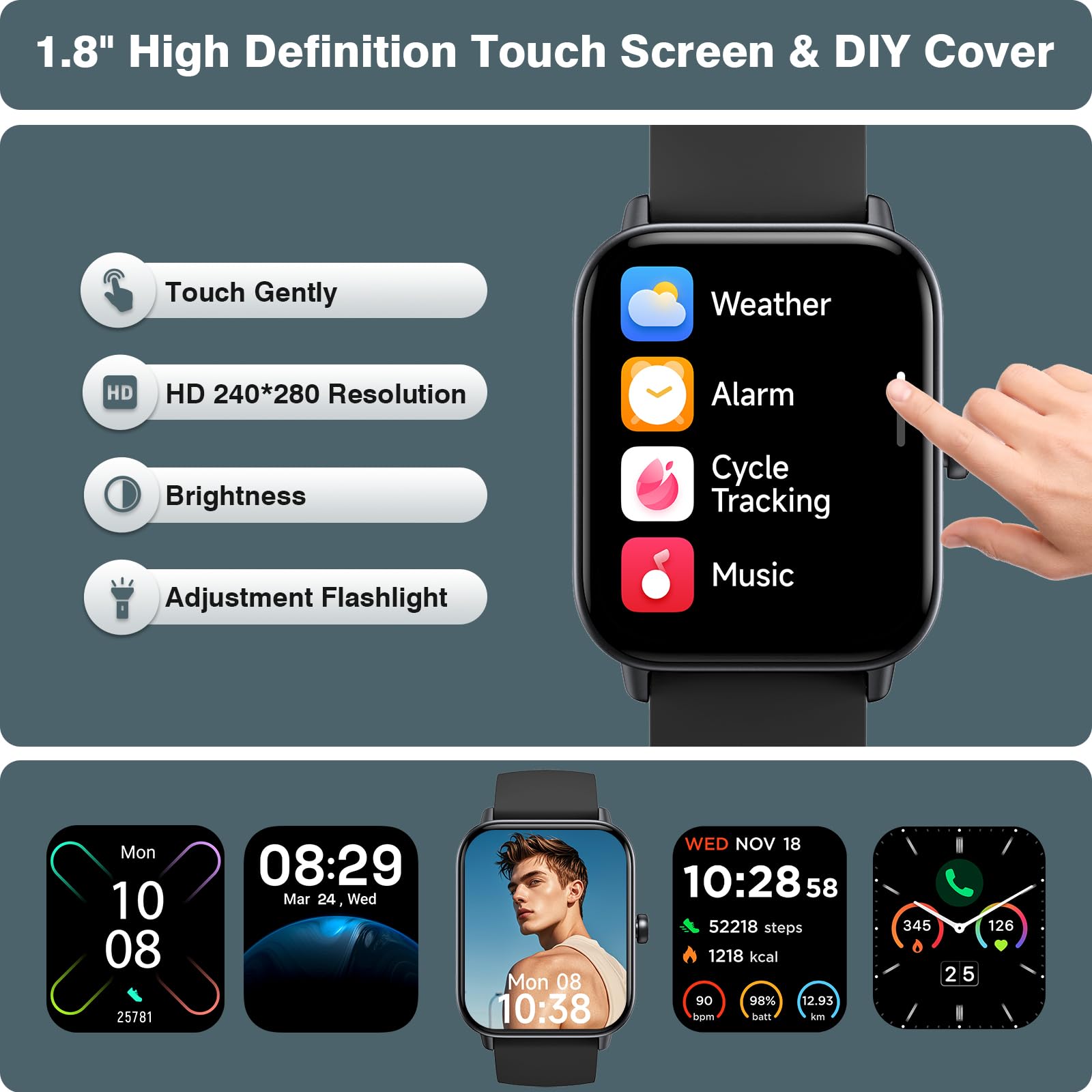 Foto 5 | Smartwatch Aeac 1,8 Pulgadas con Alexa - Venta Internacional