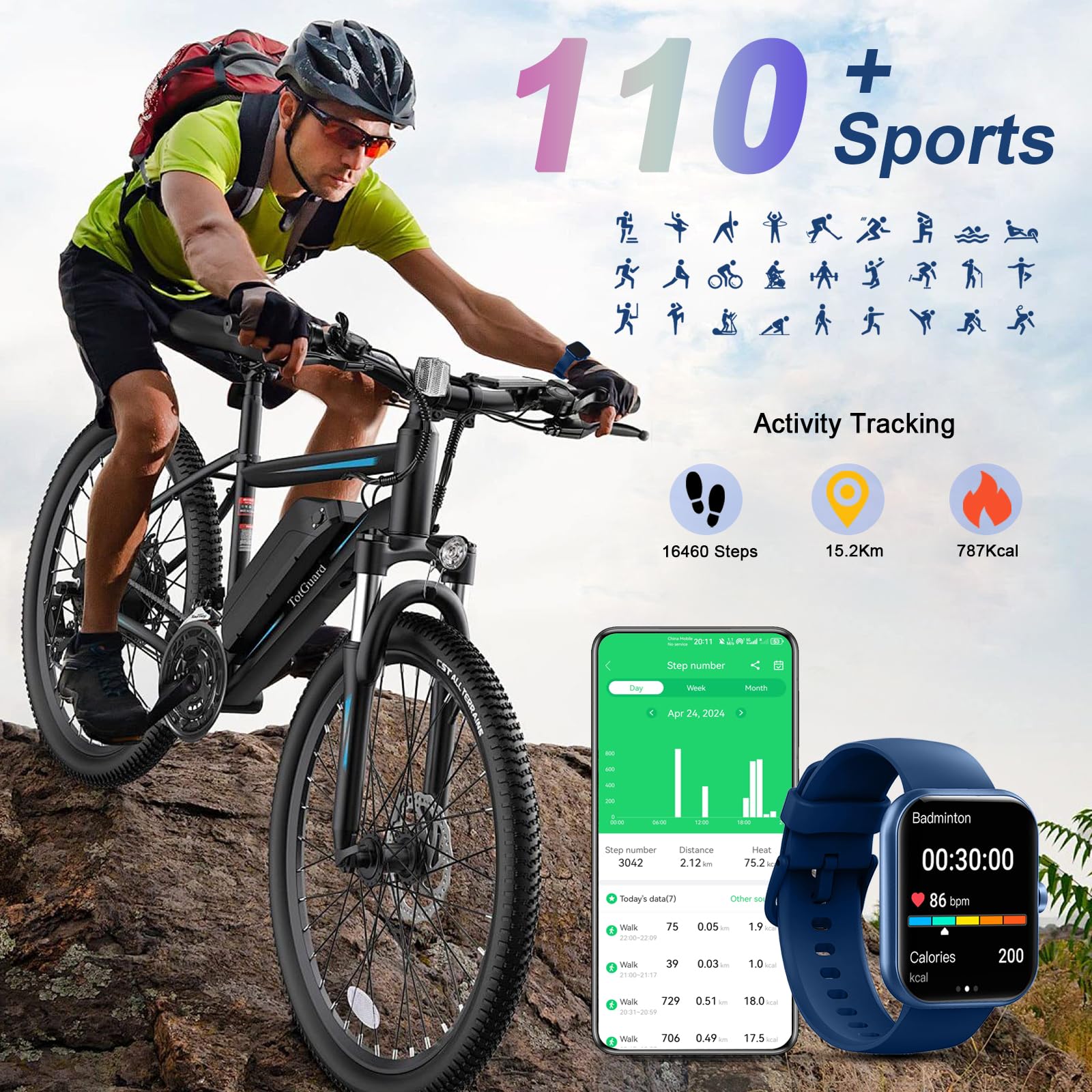 Foto 7 pulgar | Reloj Inteligente Motast 2025 1.96 Pulgadas HD Fitness 110+ Sport IP68 - Venta Internacional
