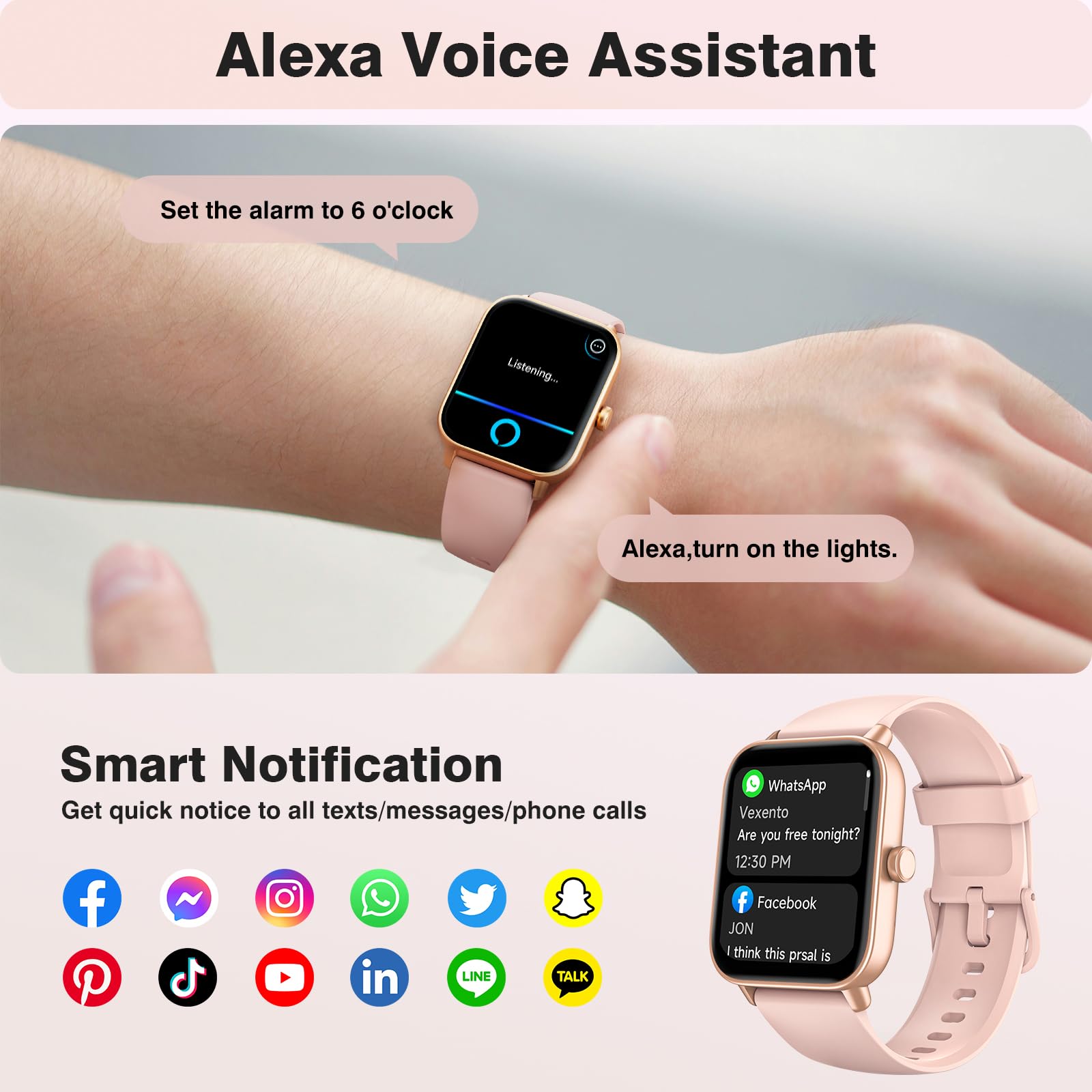 Foto 5 pulgar | Smartwatch Aeac 1,8 Pulgadas con Alexa iPhone y Android Ip68 - Venta Internacional