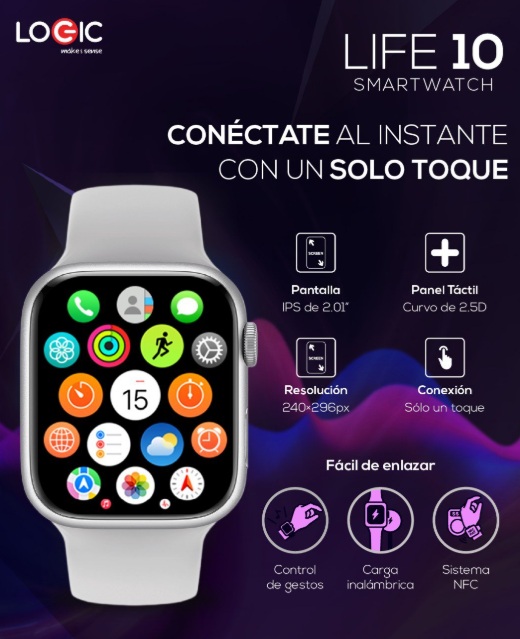 Foto 3 | Reloj Inteligente Logic Life 10 Smartwatch Rosa
