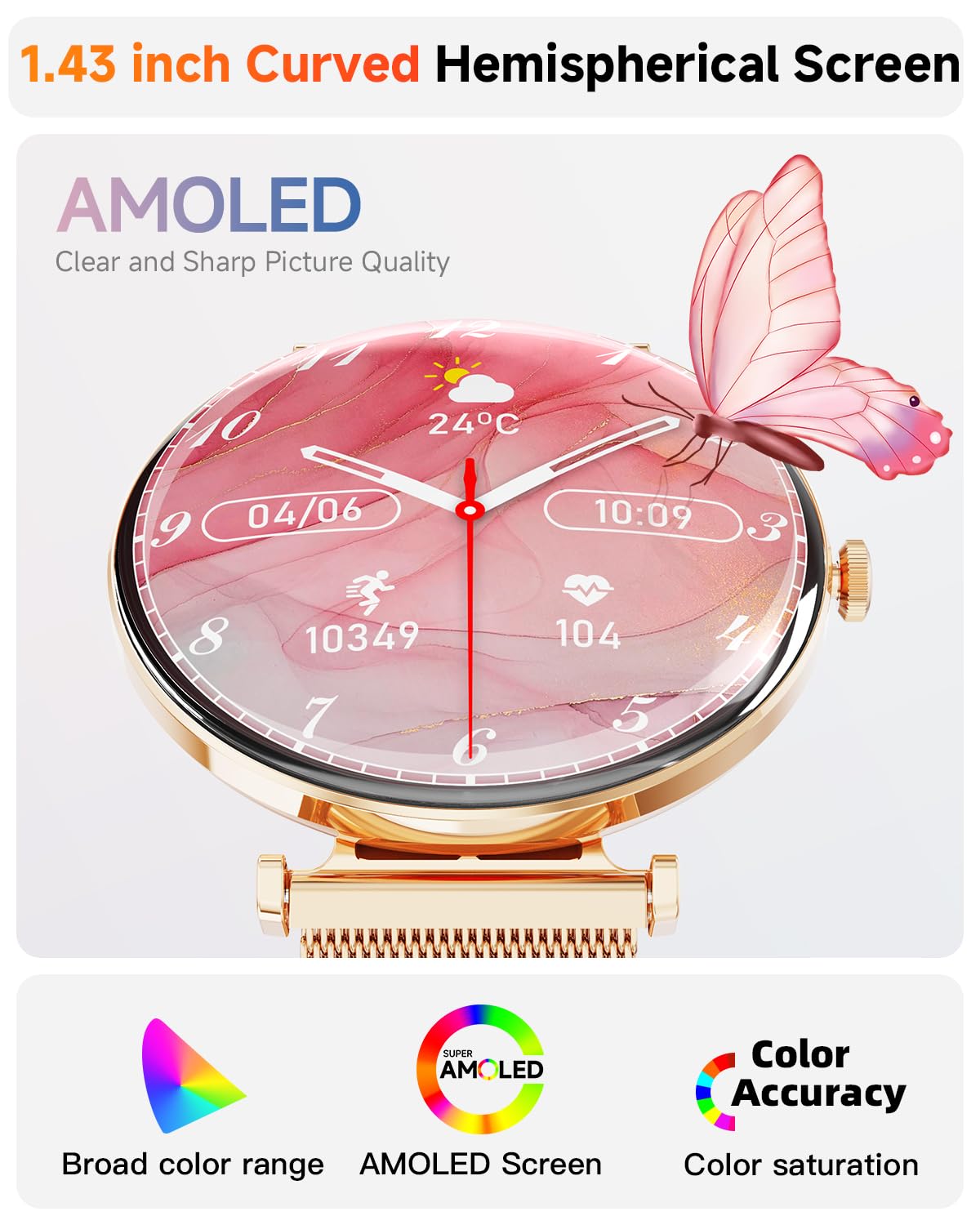 Foto 3 pulgar | Smartwatch Hwagol Call Metal Slim para Mujer IP68 - Venta Internacional