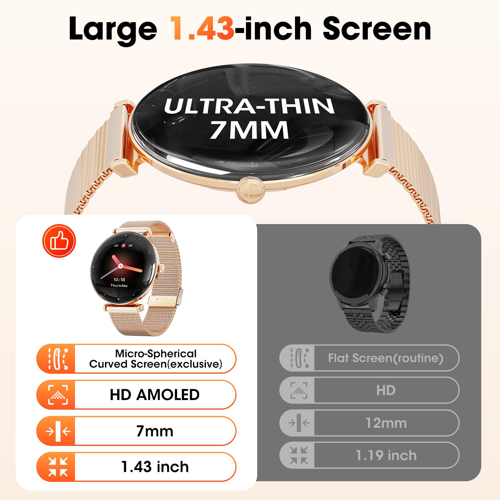 Foto 6 pulgar | Smartwatch Hwagol Call Metal Slim para Mujer IP68 - Venta Internacional