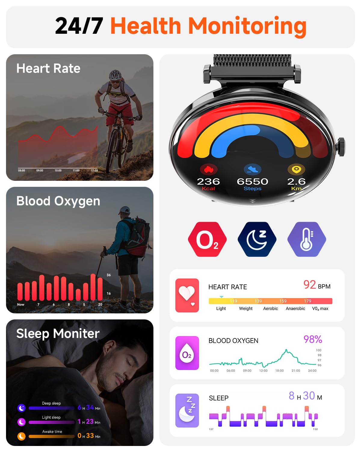 Foto 6 pulgar | Smartwatch Hwagol Unisex Android y iPhone IP68 Resistente al Agua - Venta Internacional