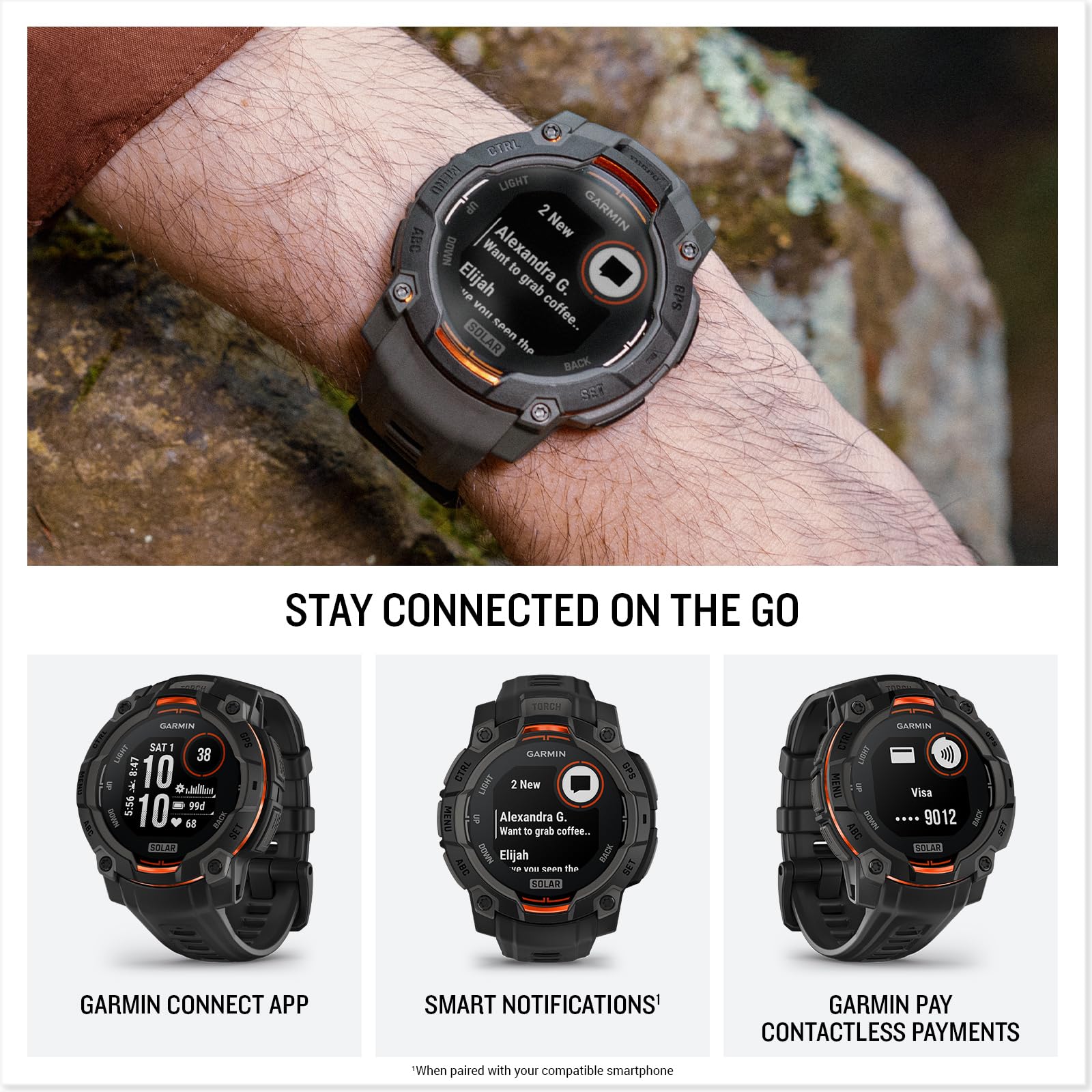 Foto 4 | Reloj Inteligente Garmin Instinct  3 Con Pantalla De 45 Mm Con Carga Solar - Venta Internacional.