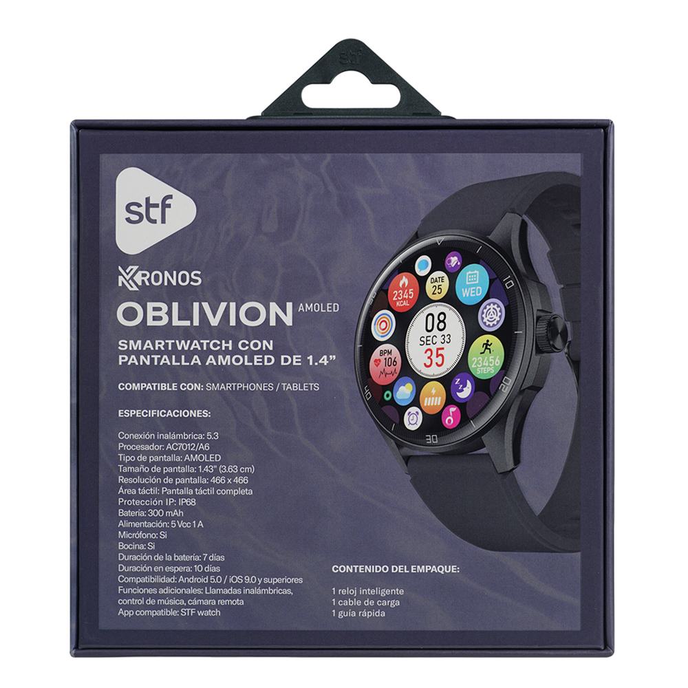 Foto 8 pulgar | Smartwatch Stf Kronos Oblivion Amoled 1.43'' Ip68 Grafito