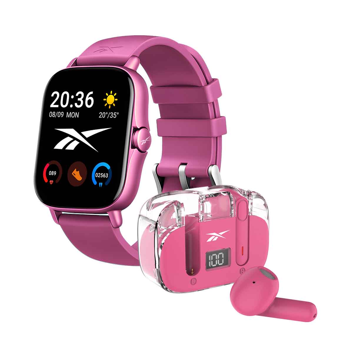 Foto 2 pulgar | Smartwatch Reebok Sport con Audífonos Rosa