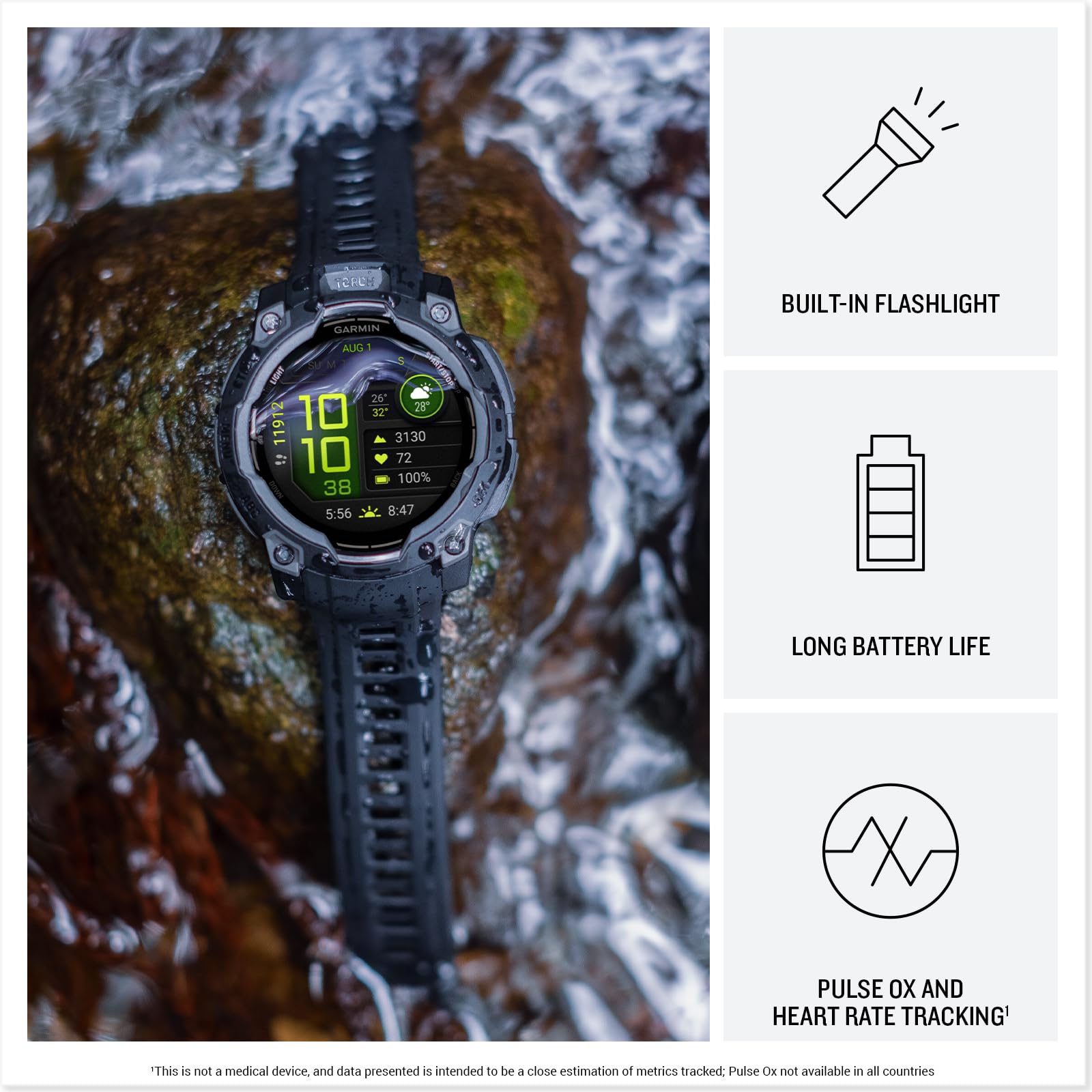 Foto 5 | Reloj Inteligente Garmin Instinct  3 Con Pantalla Amoled De 45 Mm Durante 18 Días - Venta Internacional.