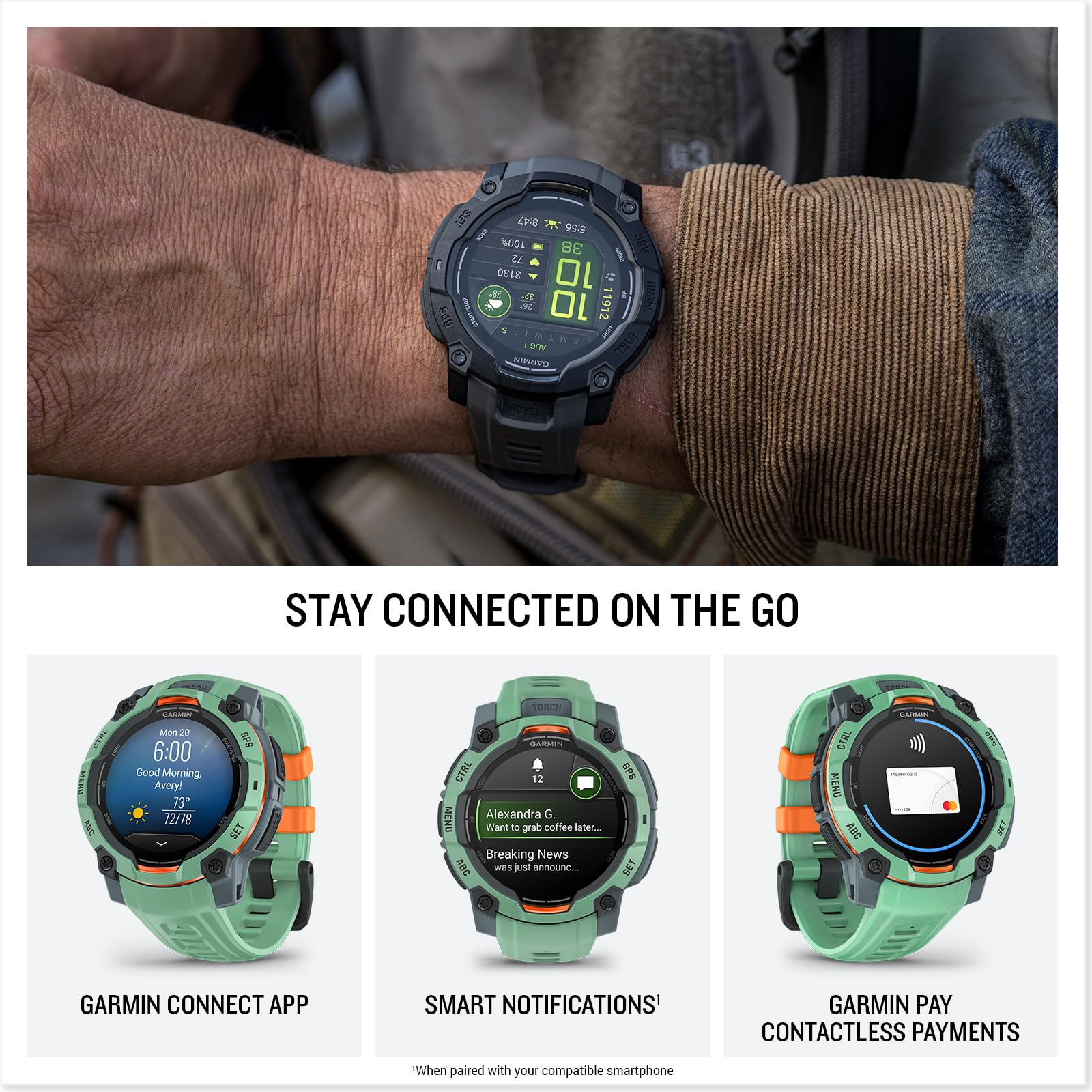 Foto 7 pulgar | Reloj Inteligente Garmin Instinct  3 Con Pantalla Amoled De 45 Mm Durante 18 Días - Venta Internacional.