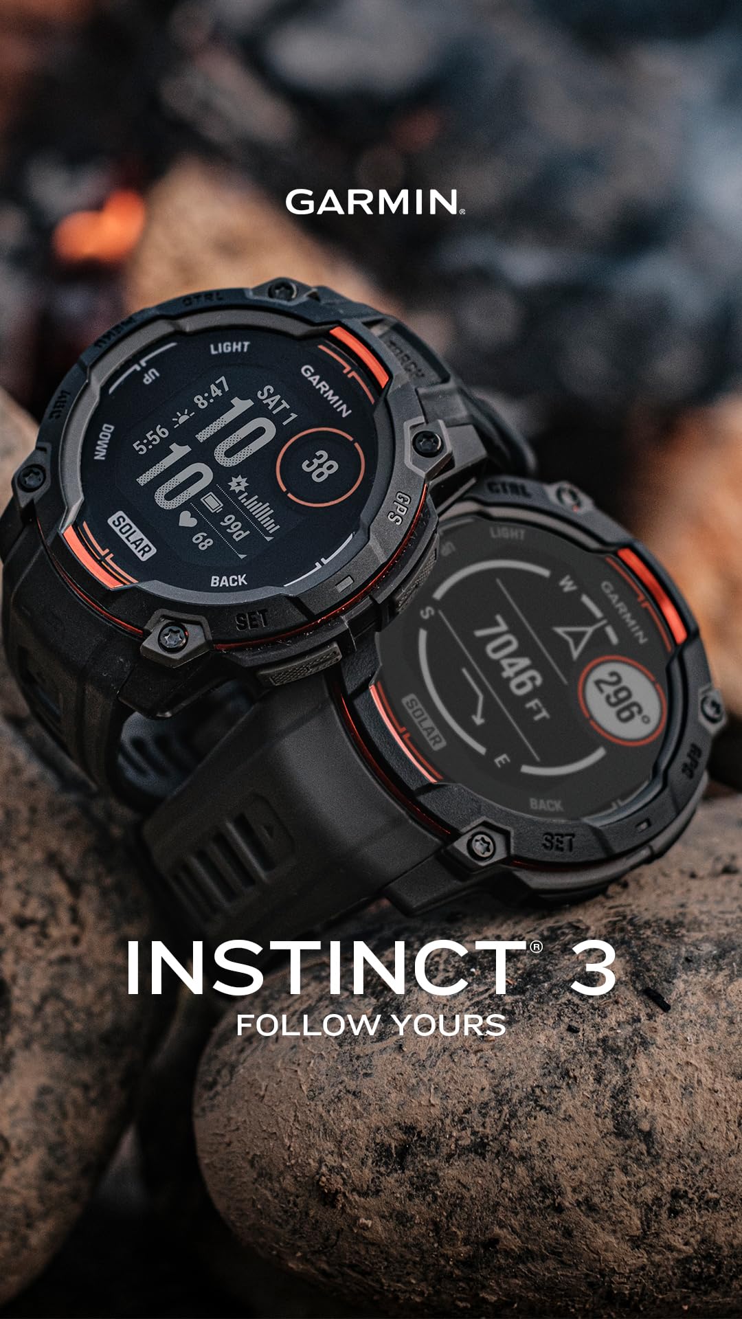 Foto 3 pulgar | Reloj Inteligente Garmin Instinct 3 Con Pantalla De 45 Mm Con Carga Solar - Venta Internacional.