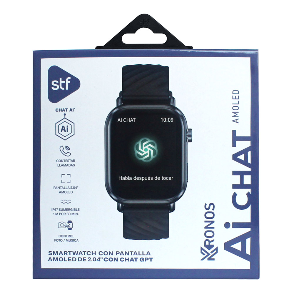 Foto 7 pulgar | Smartwatch STF Kronos AI Chat Amoled 2.04 Pulgadas con Chat GPT Negro