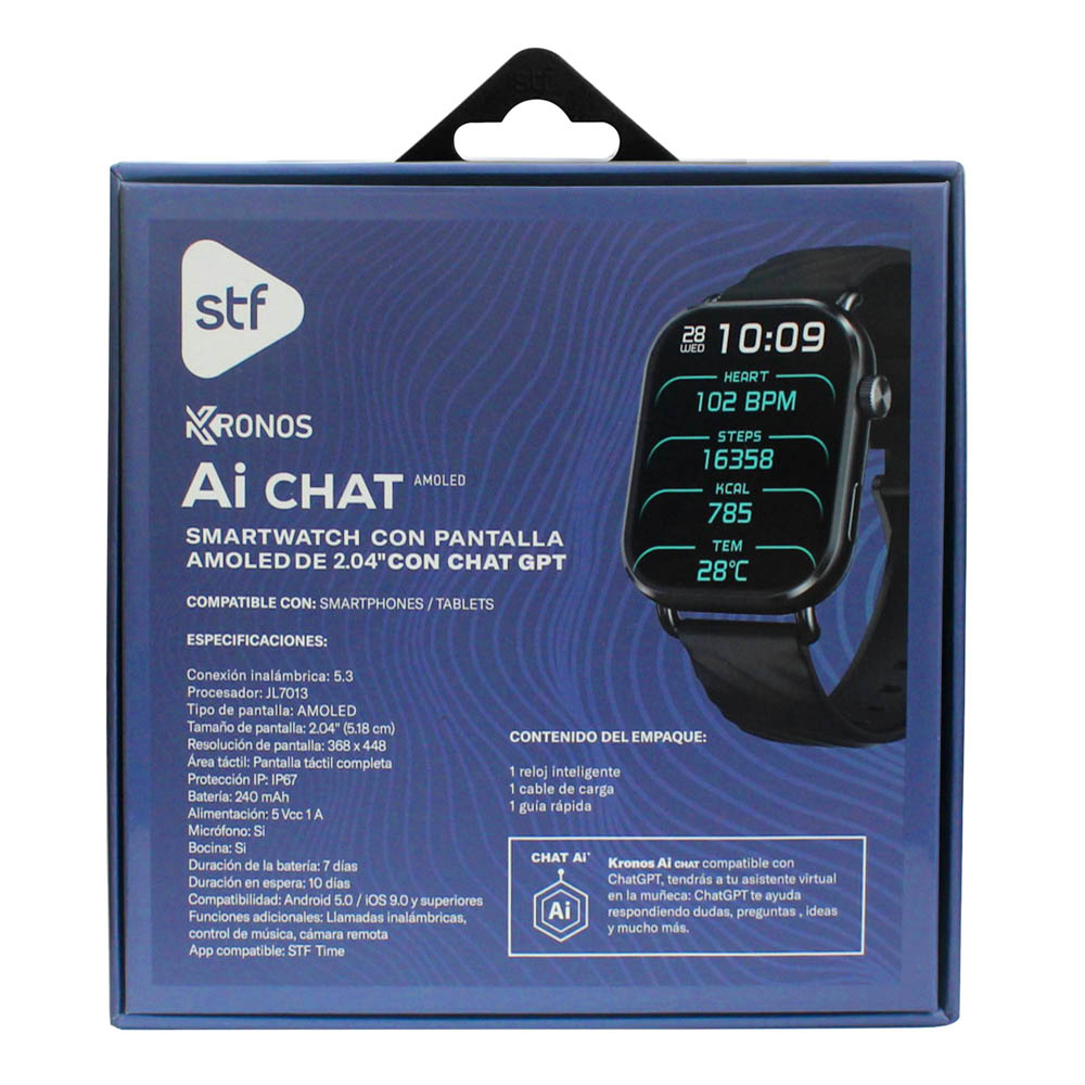 Foto 9 pulgar | Smartwatch STF Kronos AI Chat Amoled 2.04 Pulgadas con Chat GPT Negro