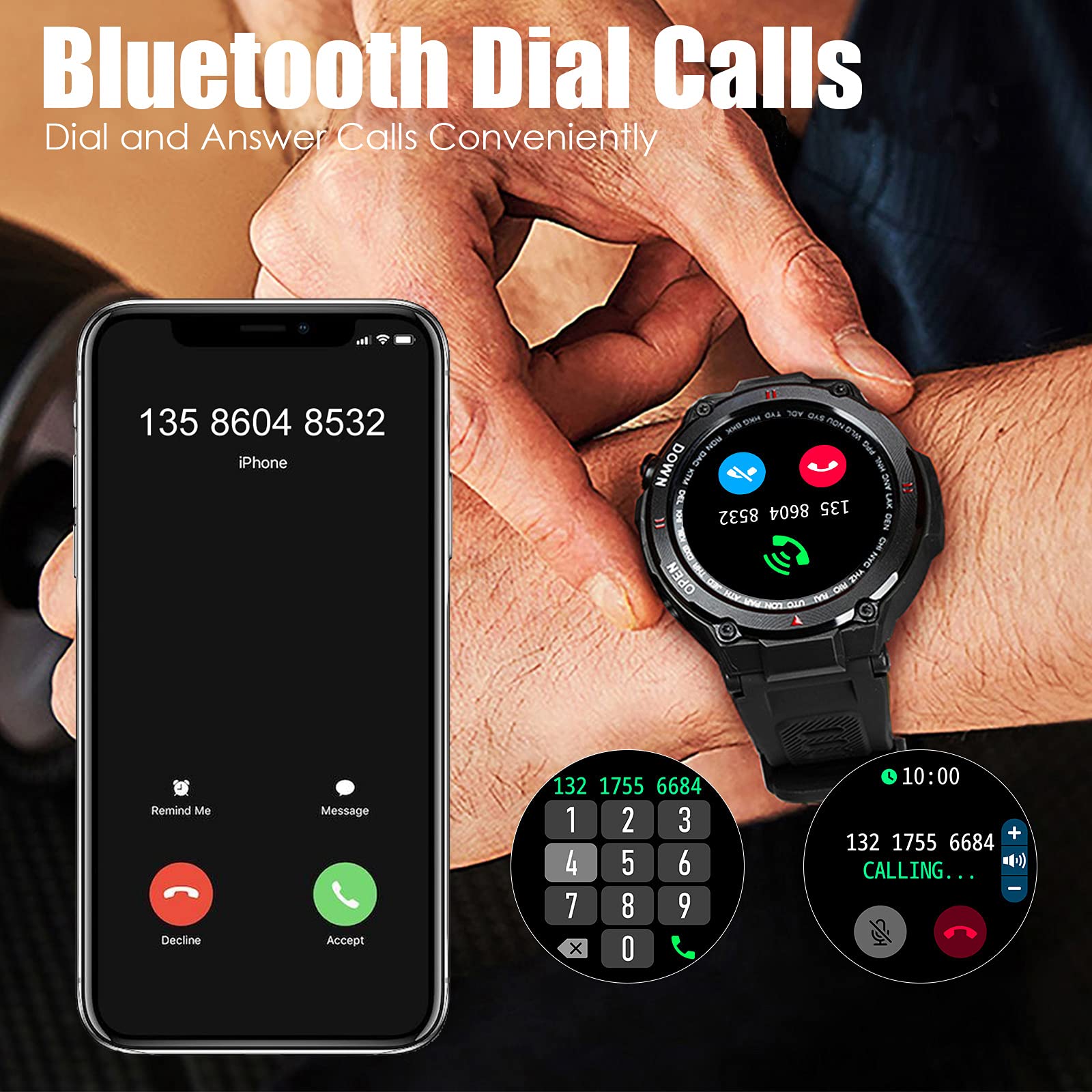 Foto 3 pulgar | Reloj Inteligente Eigiis Military Waterproof Bluetooth Para Hombre - Venta Internacional.