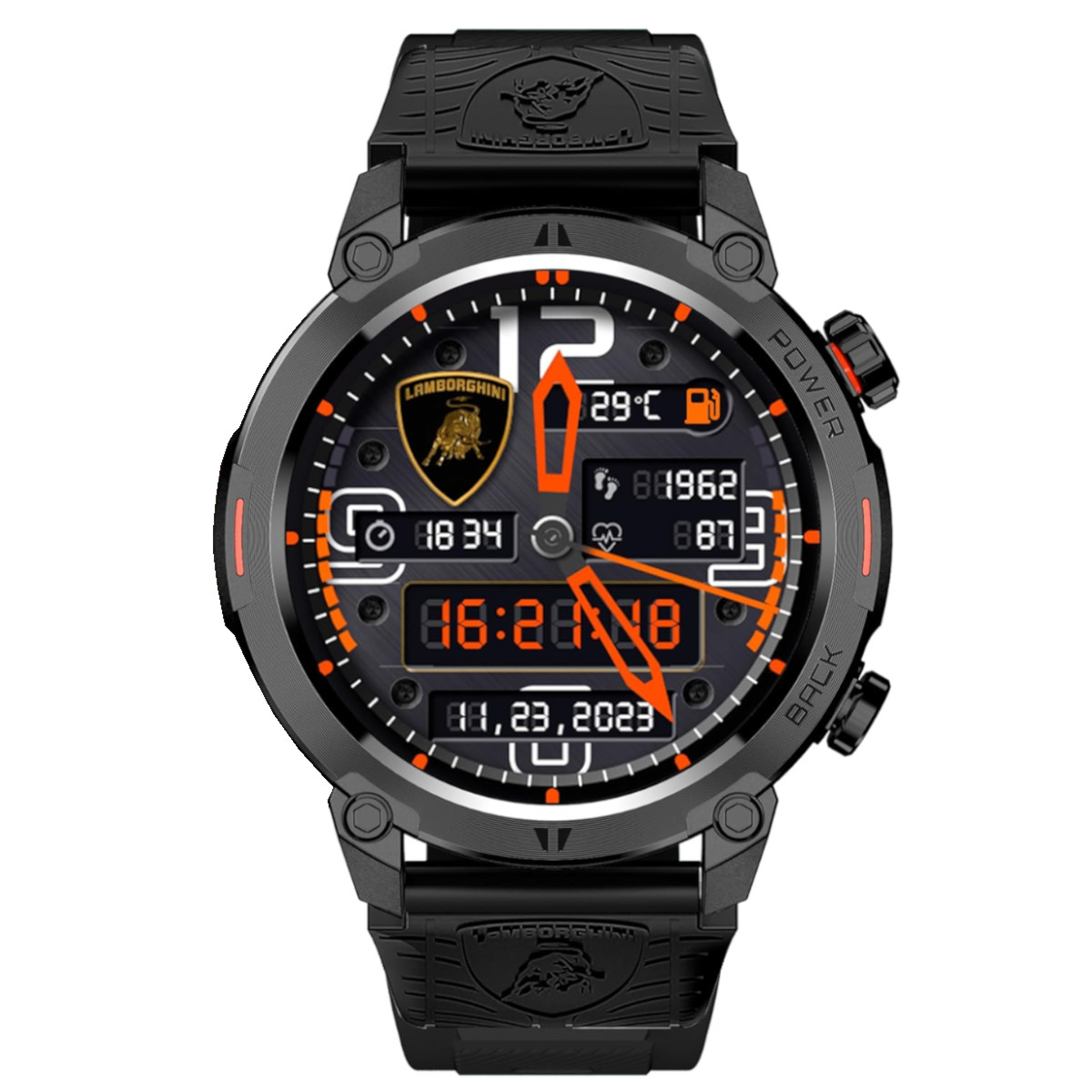 Foto 2 pulgar | Smartwatch Lamborghini Aventador Ultimae 1.39'' Certificación Ip64 Nero Nemesis
