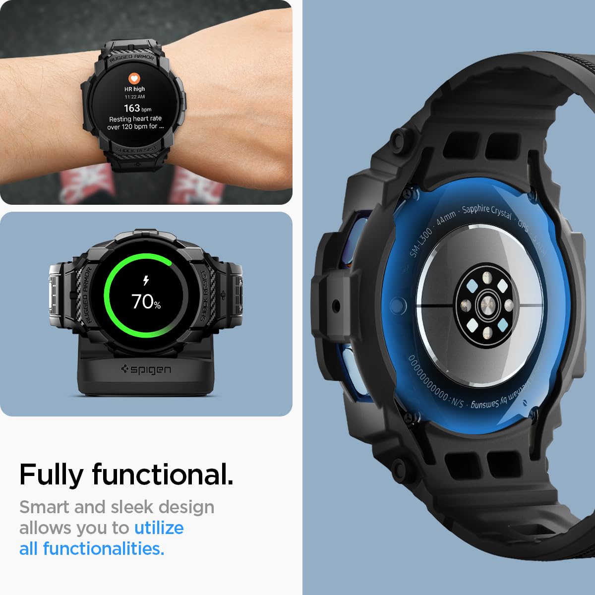 Foto 7 pulgar | Funda Con Correa Para Samsung Galaxy Watch 7 Spigen Rugged Armor Pro De 44 Mm - Venta Internacional.