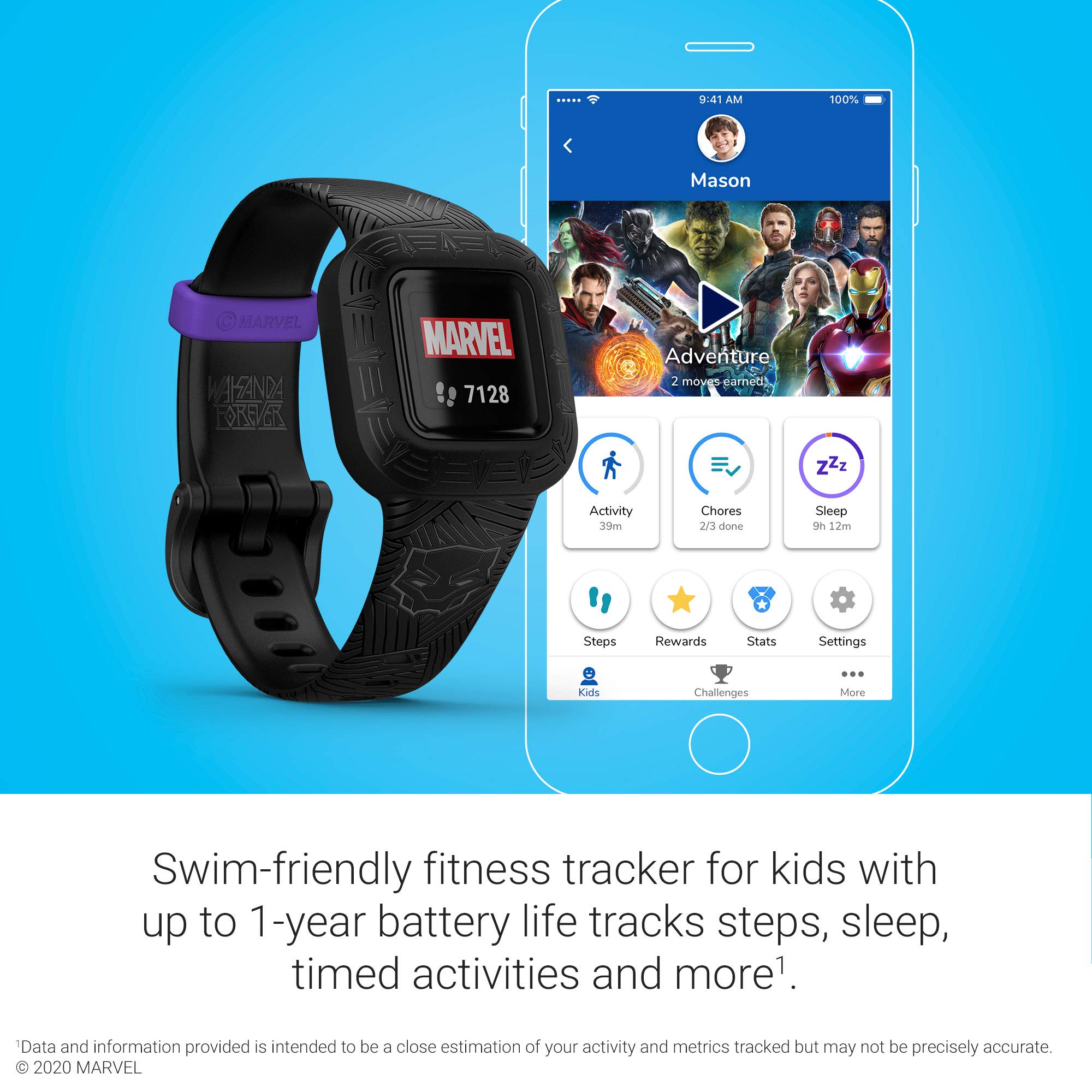 Foto 3 | Monitor De Actividad Física Garmin Vivofit Jr. 3 Para Niños Black Panther - Venta Internacional.