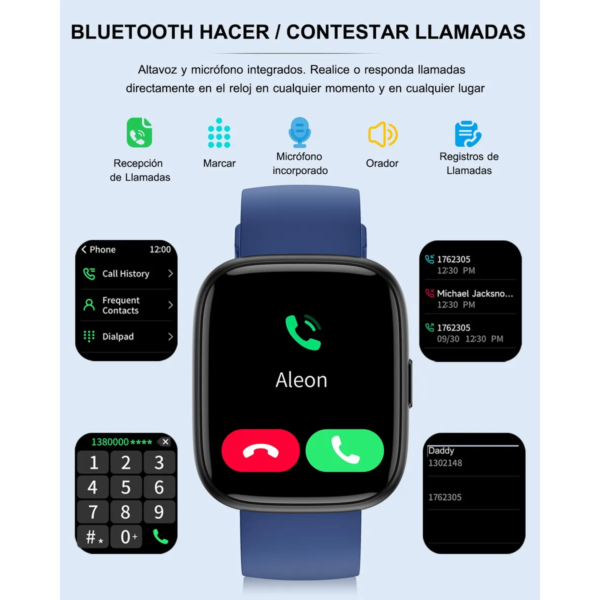 Foto 3 pulgar | Smartwatch Eo Safe Imports ESI-19589 Llamadas Bluetooth Azul