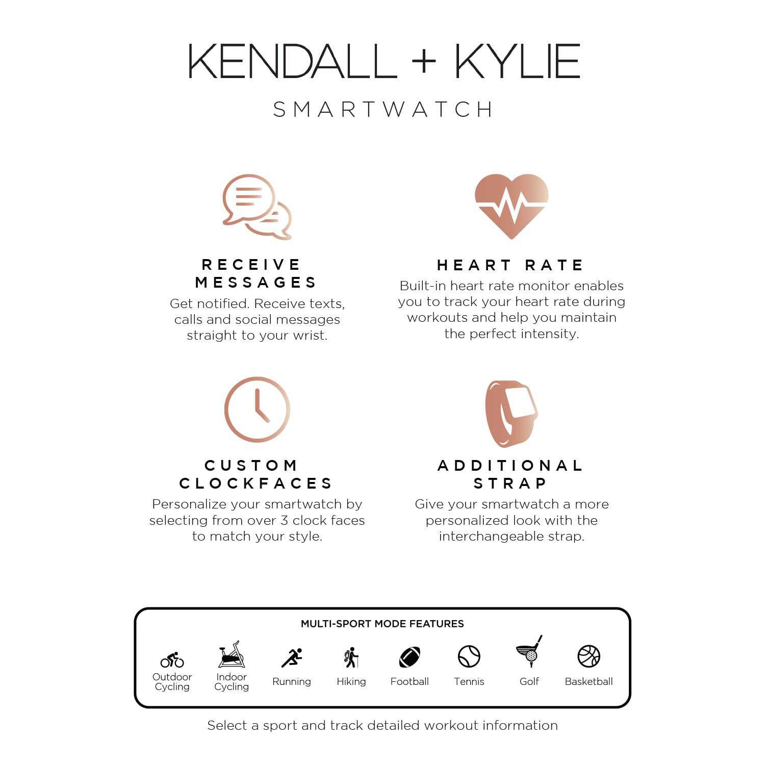 Foto 6 pulgar | Reloj Inteligente Itouch Kendall + Kylie Iphone/android Dorado/negro - Venta Internacional.