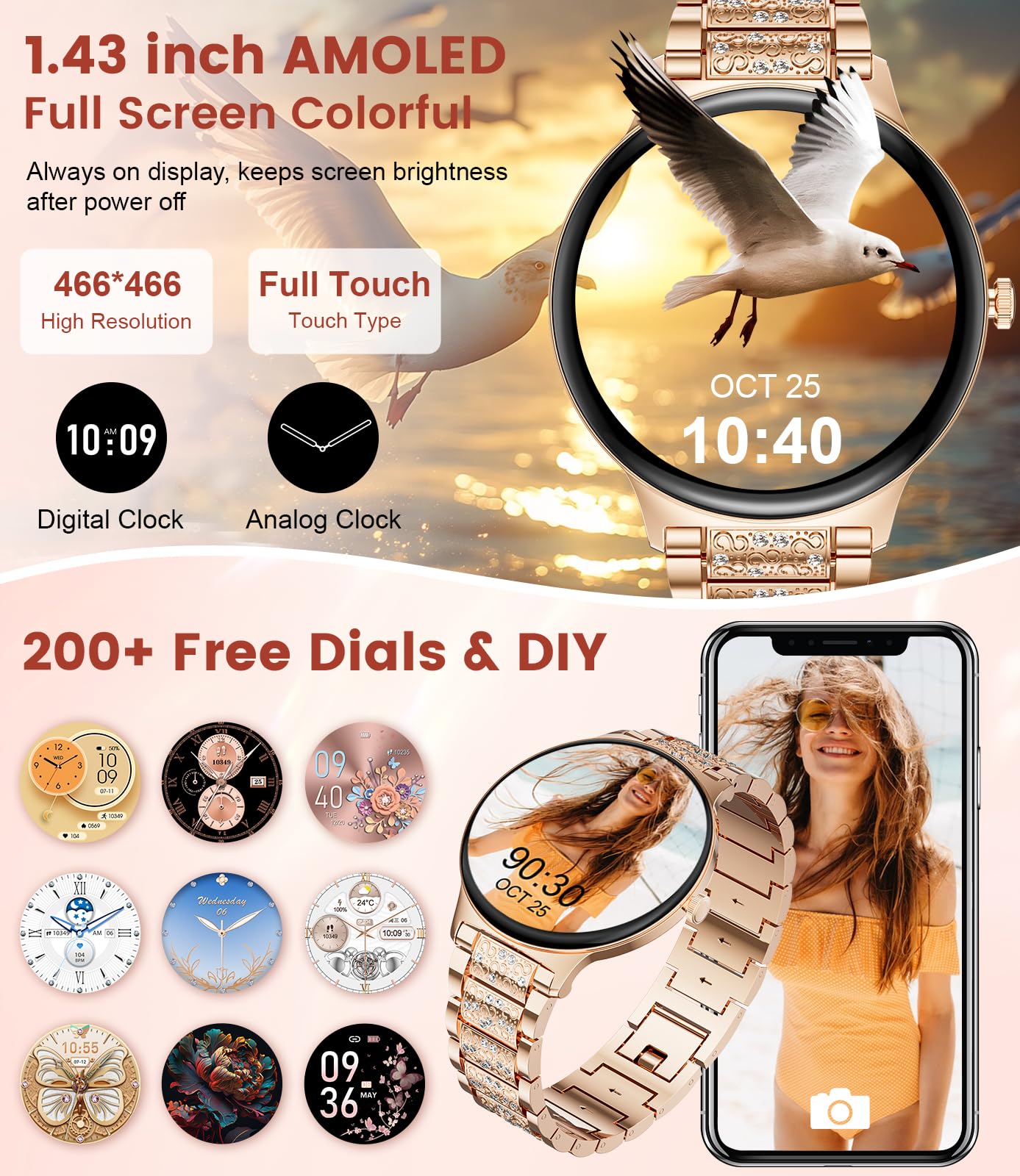 Foto 4 pulgar | Reloj Inteligente Lige Fv12 Fitness Para Mujer Con Monitor De Frecuencia Cardíaca - Venta Internacional.