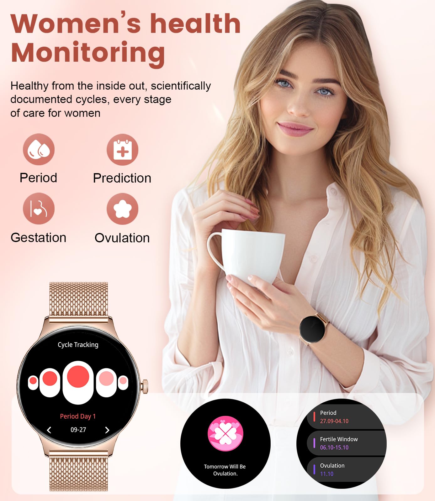 Foto 5 pulgar | Reloj Inteligente Lige Fv12 Fitness Para Mujer Con Monitor De Frecuencia Cardíaca - Venta Internacional.