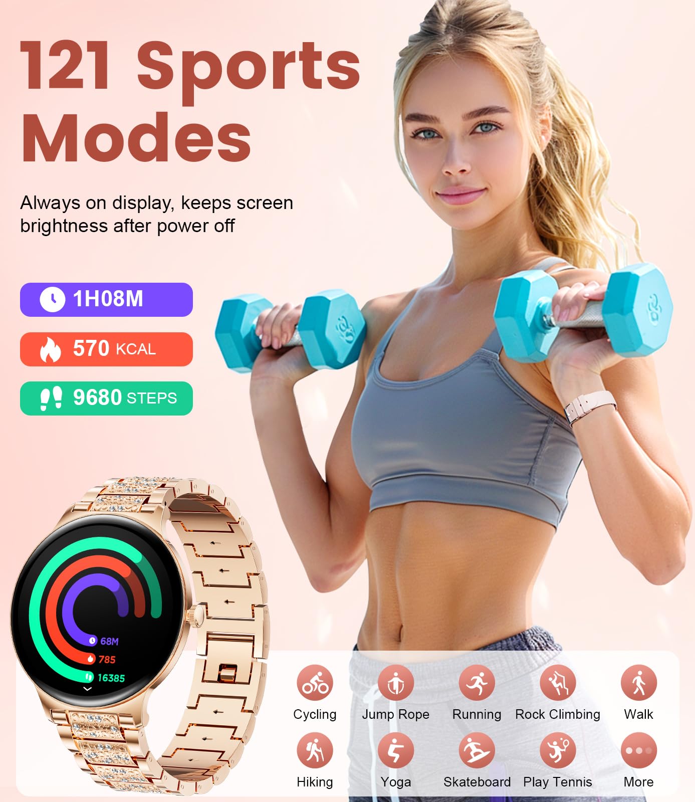 Foto 6 pulgar | Reloj Inteligente Lige Fv12 Fitness Para Mujer Con Monitor De Frecuencia Cardíaca - Venta Internacional.