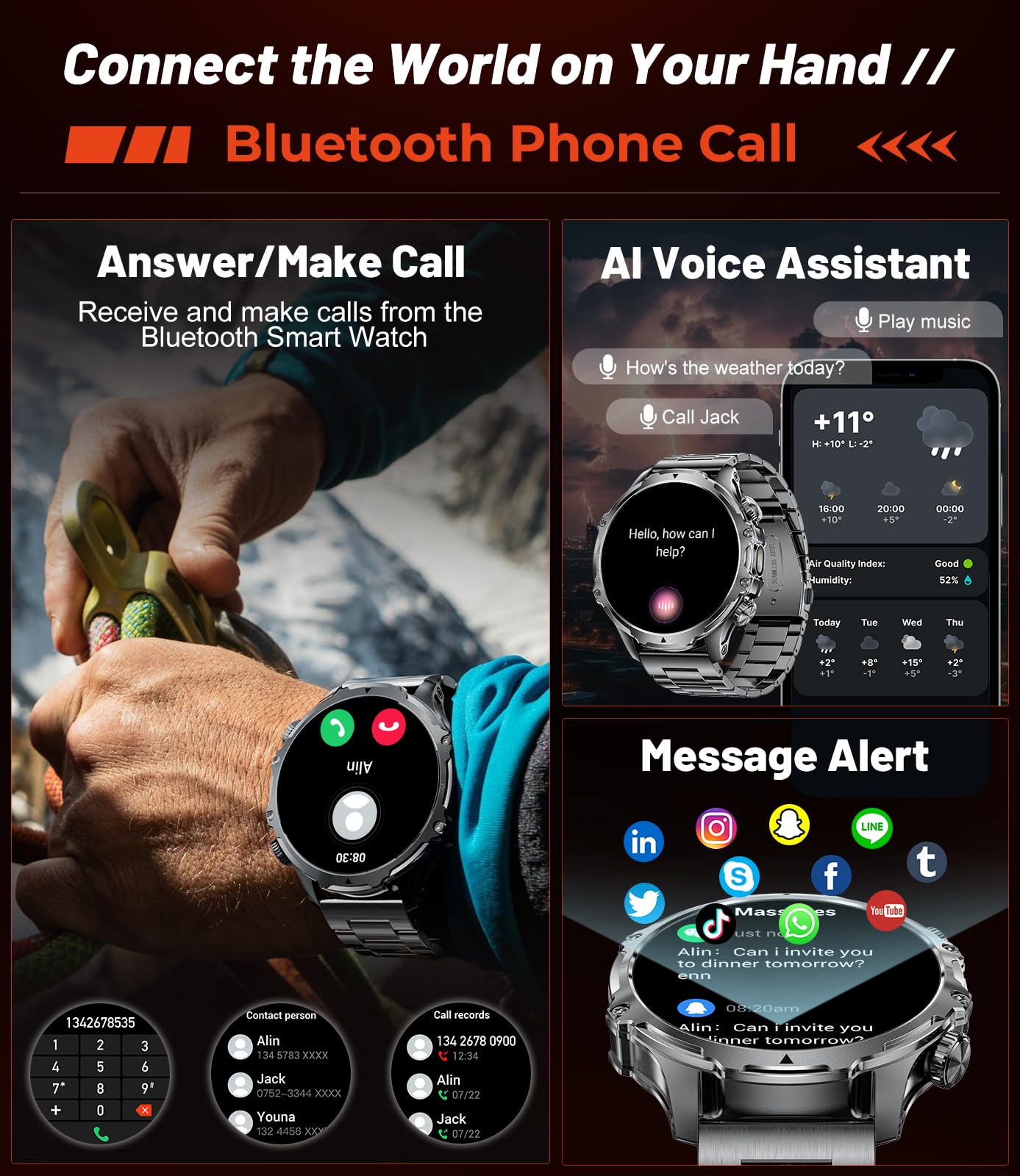 Foto 6 pulgar | Smartwatch Lige Fv15 Para Hombre Con Linterna Led De Pantalla De 1,85 Pulgadas - Venta Internacional.