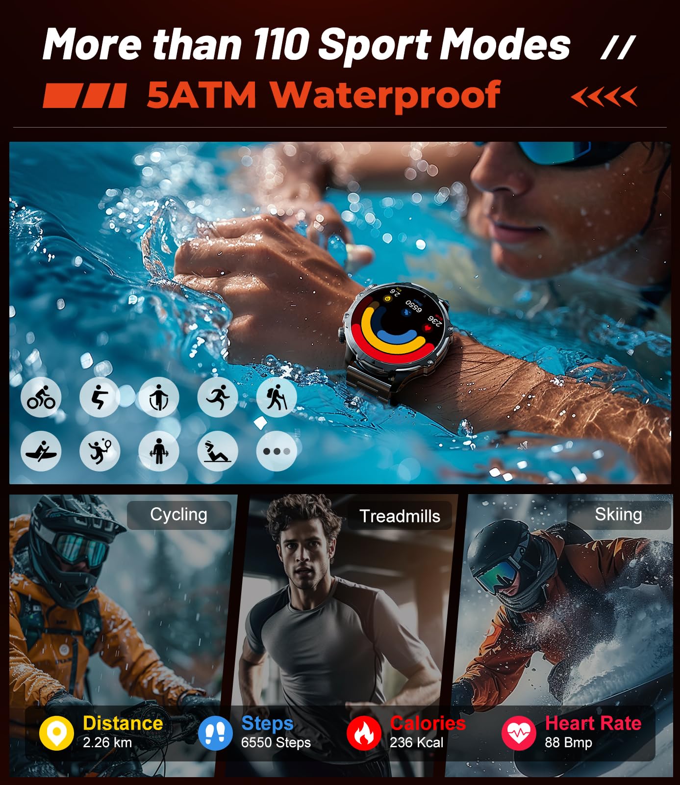 Foto 7 pulgar | Smartwatch Lige Fv15 Para Hombre Con Linterna Led De Pantalla De 1,85 Pulgadas - Venta Internacional.