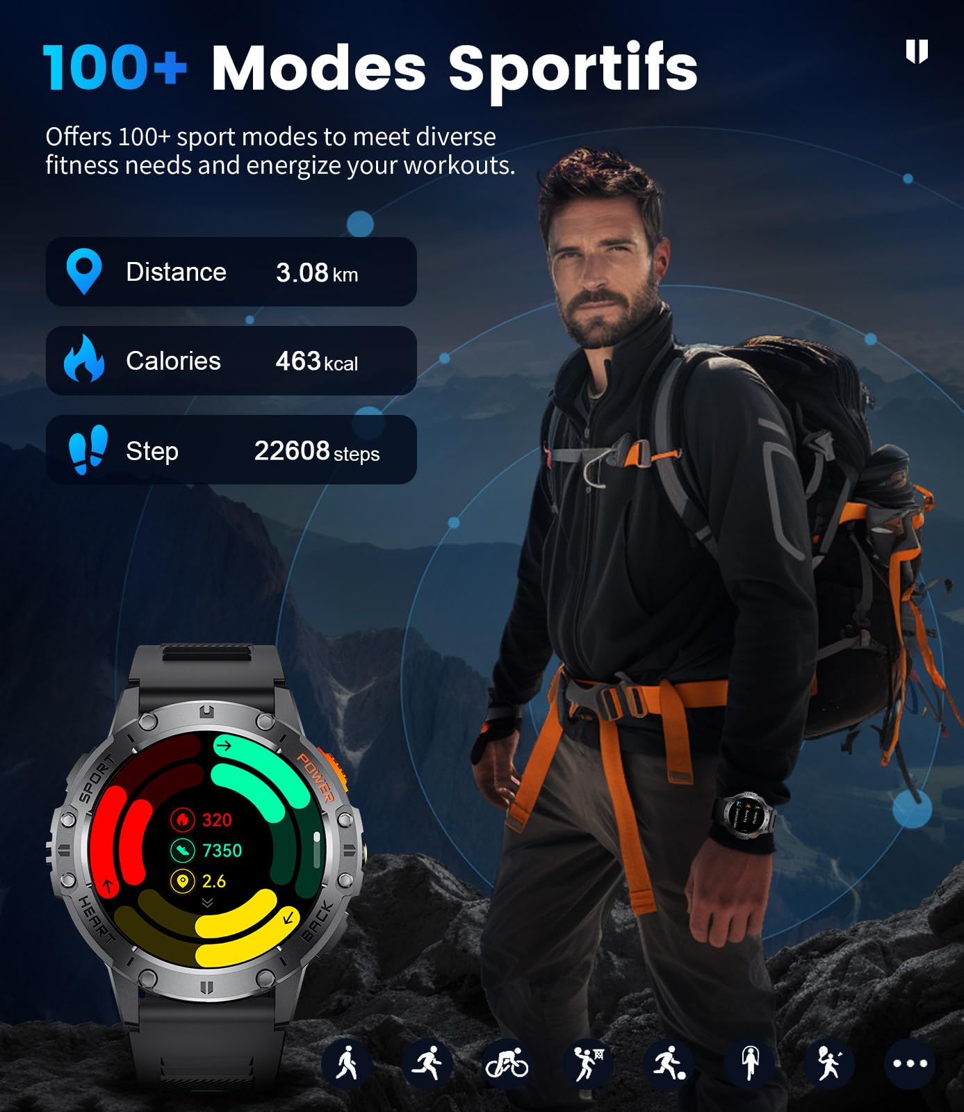Foto 8 pulgar | Reloj Inteligente Lige Military Para Hombre Con Linterna Led De 530 Mah - Venta Internacional.