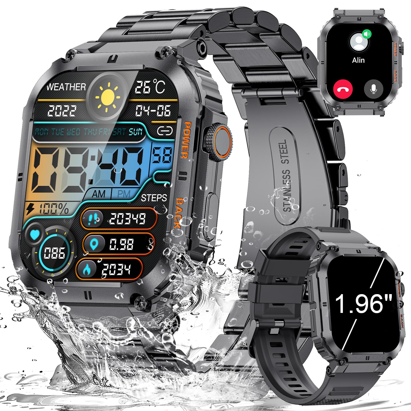Foto 2 pulgar | Reloj Inteligente Lige Military Con Llamadas, Batería De 400 Mah Y 5 Atm, Negro - Venta Internacional.