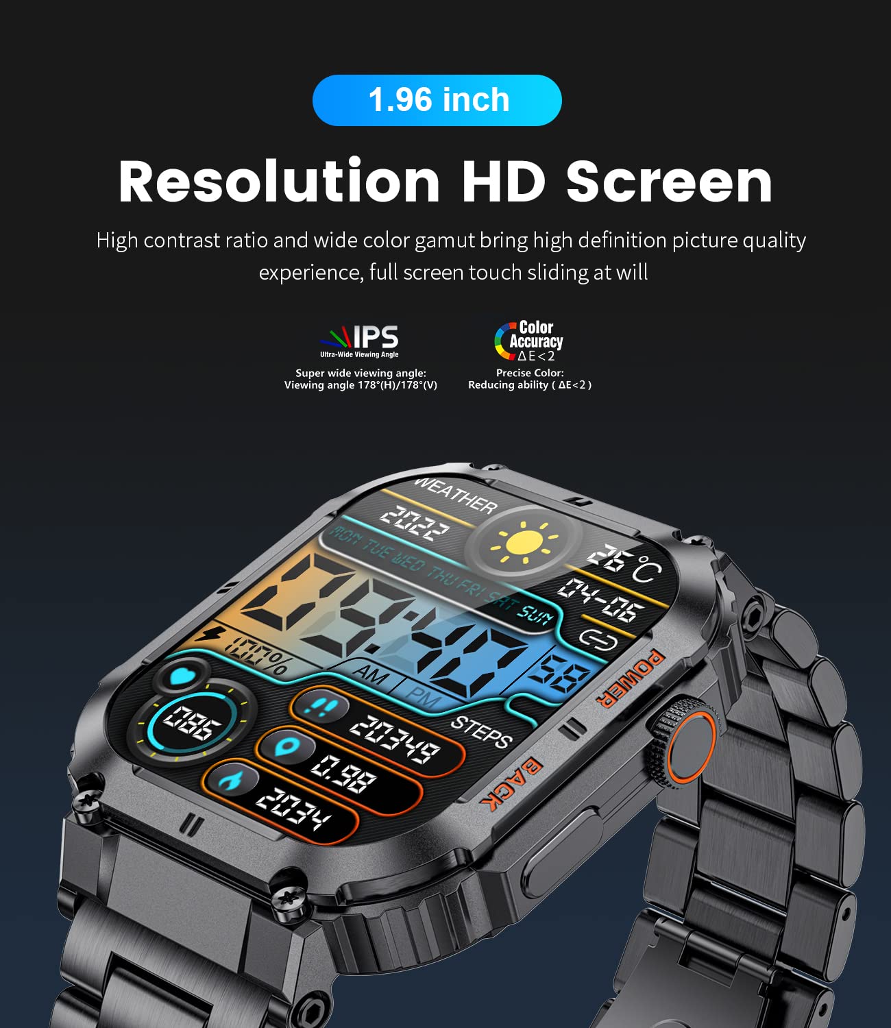 Foto 3 pulgar | Reloj Inteligente Lige Military Con Llamadas, Batería De 400 Mah Y 5 Atm, Negro - Venta Internacional.