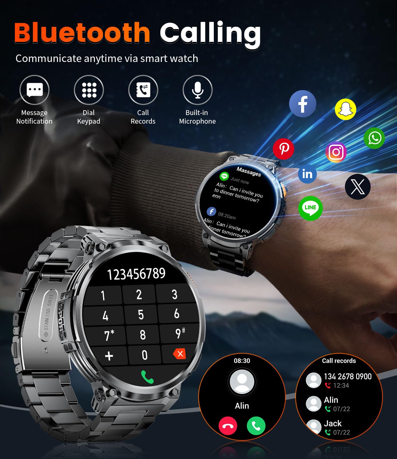 Foto 4 pulgar | Reloj Inteligente Lige Fv6 Para Hombre Con Pantalla De 1,85 Pulgadas Y Batería De 730 Mah - Venta Internacional.