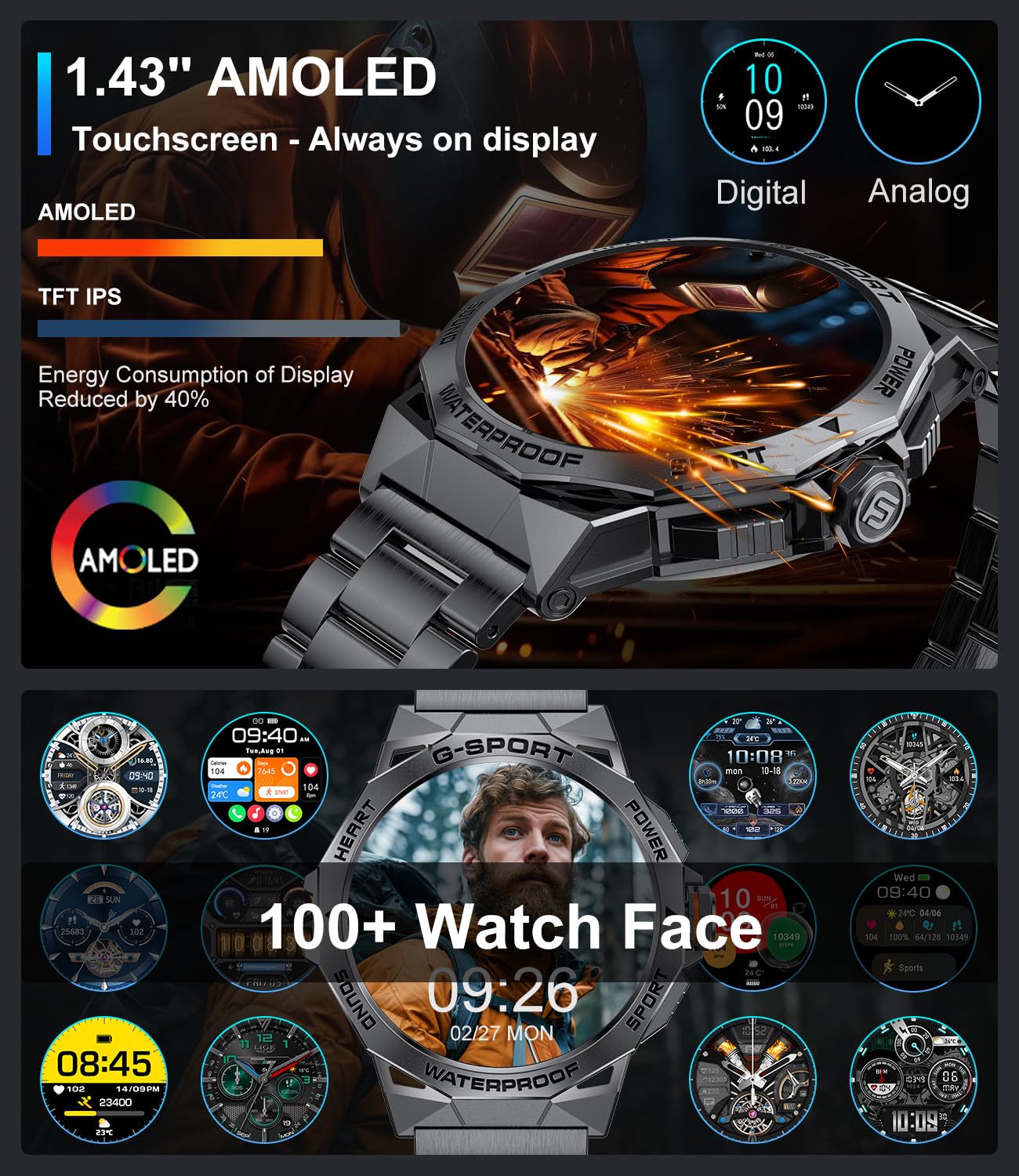 Foto 3 pulgar | Reloj Inteligente Militar Smartwatch Lige Para Hombre Con Amoled De 1,43 Pulgadas - Venta Internacional.