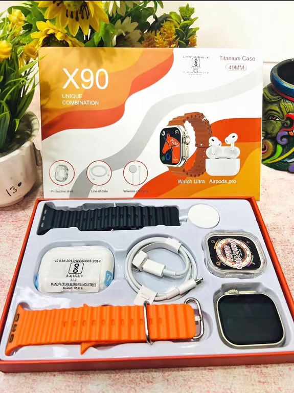 Foto 3 pulgar | Set Smartwatch Deportivo X90 Carga Inalámbrica Audifonos Y Case