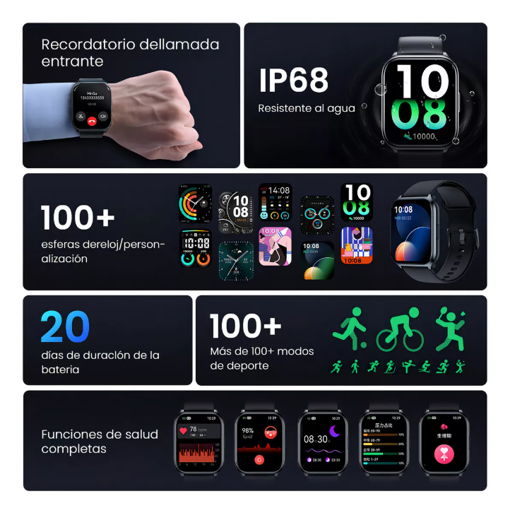 Foto 4 pulgar | Smartwatch Reloj Inteligente Llamada 1.85'' Filwans Gts Mini Color Azul