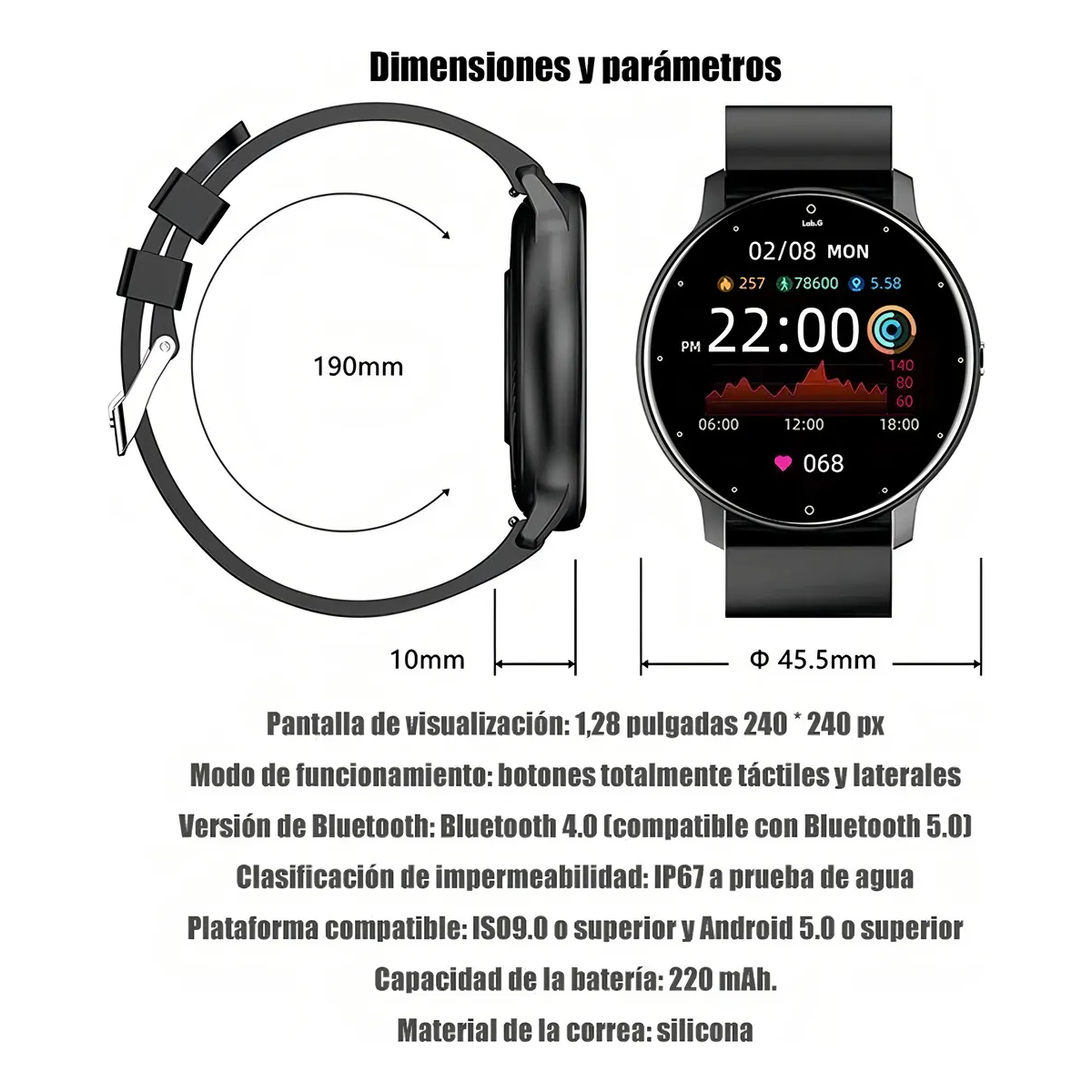 Foto 3 pulgar | Smartwatch Zl02 1.28 Deportivo Lab.g Azul
