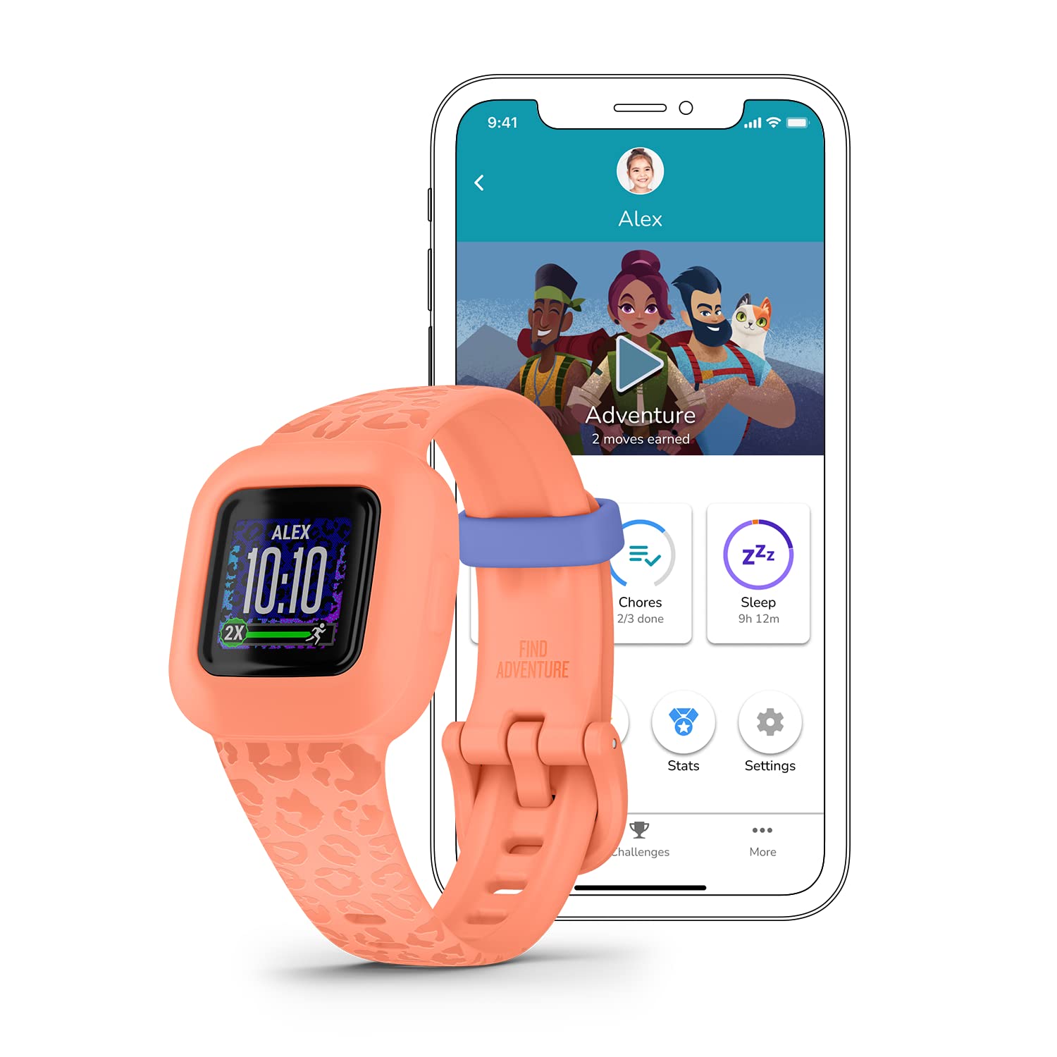 Foto 4 | Monitor De Actividad Para Niños Garmin Vívofit  Jr. 3 Peach Leopard - Venta Internacional.