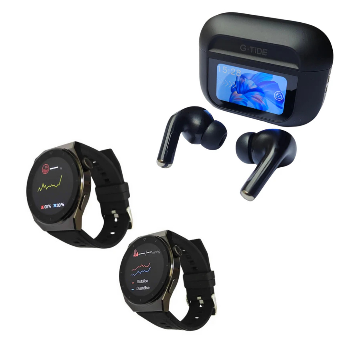 Foto 5 pulgar | Bundle Smartwatch Bossney W03 Pro Negro Incluye G-tide Future Pod Negros