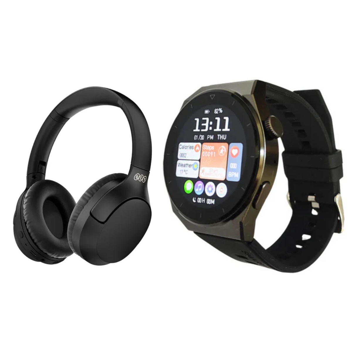 Bundle Smartwatch Bossney W03 Pro Negro Incluye Qcy H2 Pro Negros