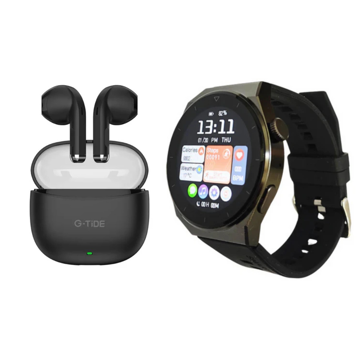 Bundle Smartwatch Bossney W03 Pro Negro Incluye G-tide L21 Negro