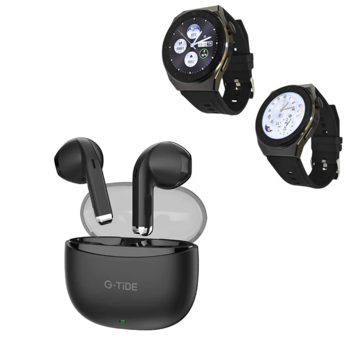 Foto 3 pulgar | Bundle Smartwatch Bossney W03 Pro Negro Incluye G-tide L21 Negro