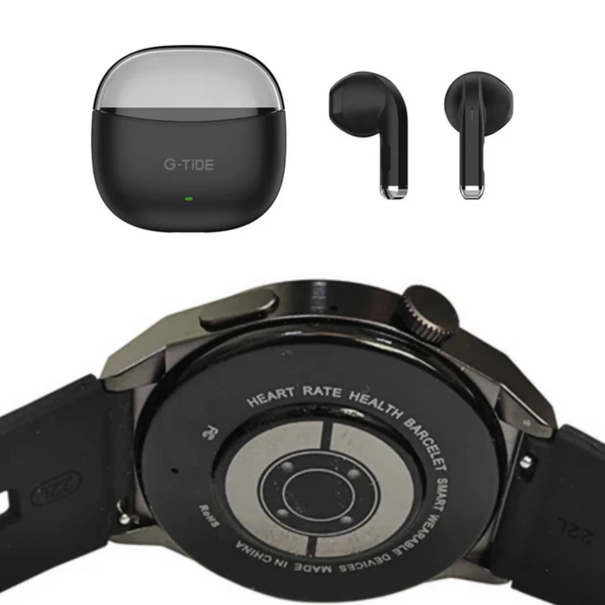 Foto 4 pulgar | Bundle Smartwatch Bossney W03 Pro Negro Incluye G-tide L21 Negro