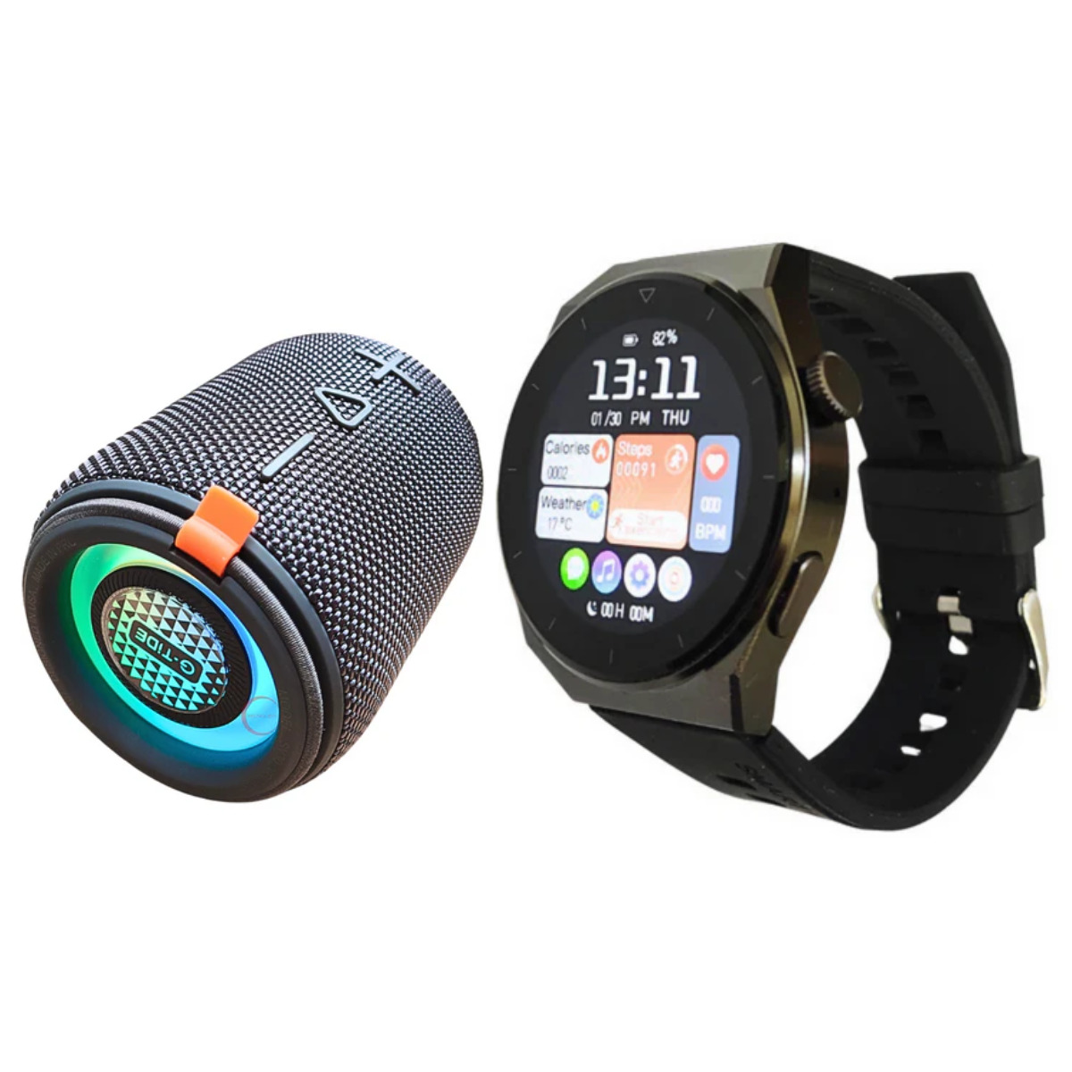 Foto 2 pulgar | Bundle Smartwatch Bossney W03 Pro Negro Incluye Bocina Sv30 G-tide Negra