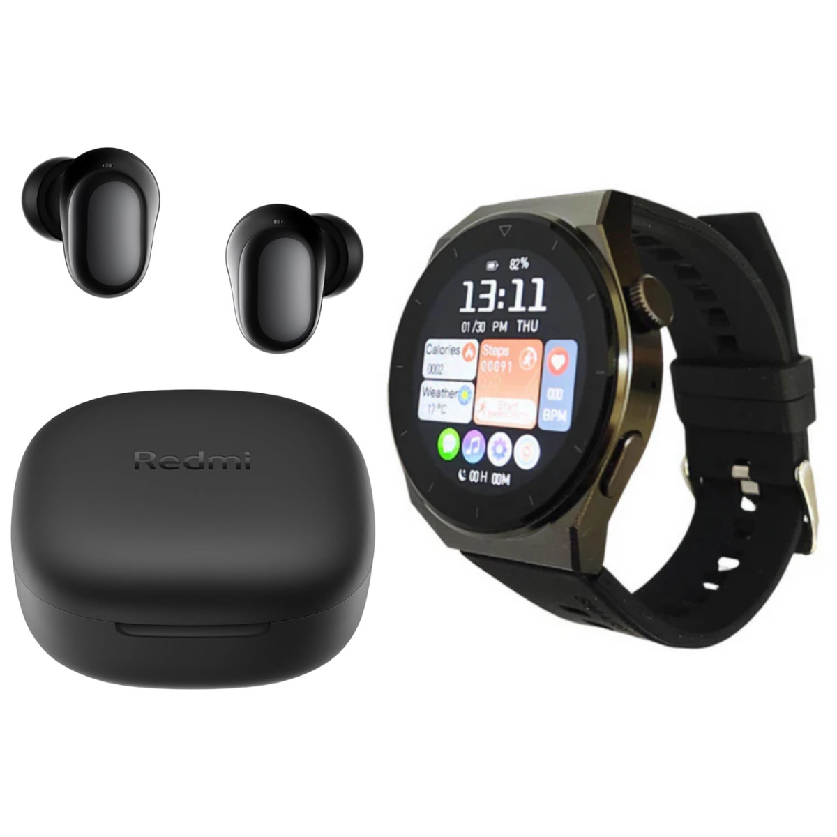 Foto 2 pulgar | Bundle Smartwatch Bossney W03 Pro Negro Incluye Xiaomi Buds 6 Play Negros